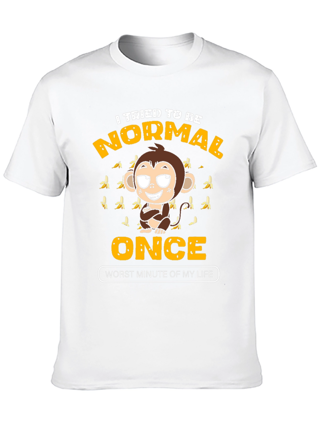 Funny Monkey Normal Once Mens Black Graphic T-Shirt
