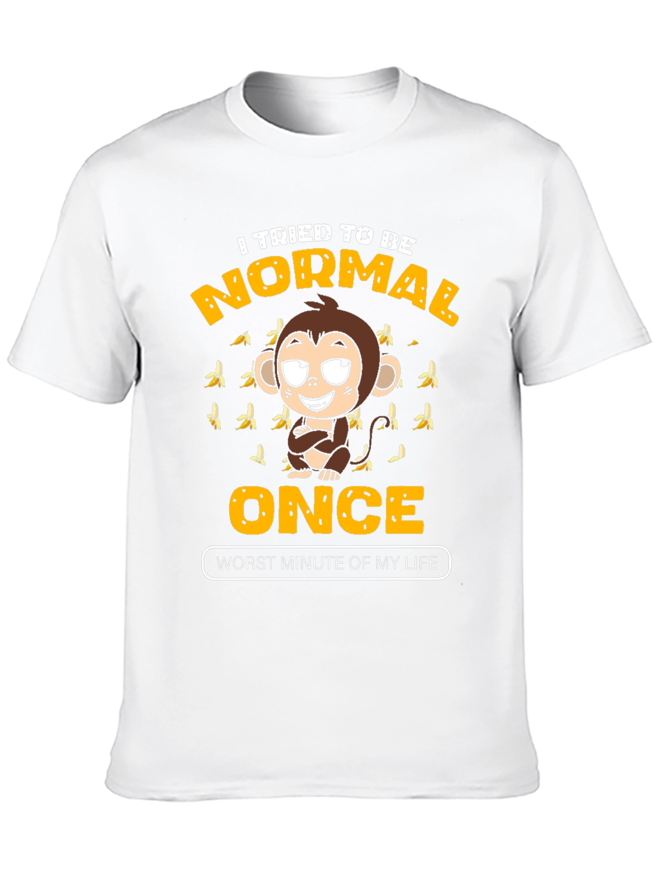 Funny Monkey Normal Once Mens Black Graphic T-Shirt
