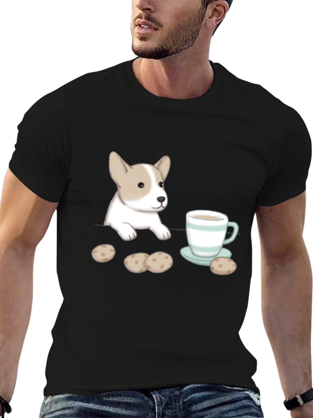 Cute Puppy Tea & Cookies Graphic T-Shirt