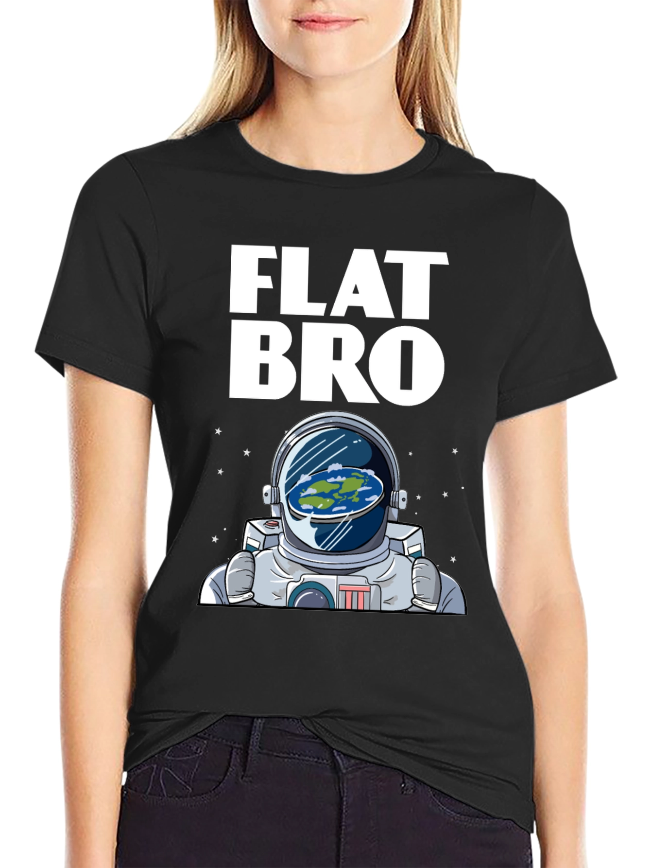 Flat Bro T-Shirt - Astronaut & Flat Earth Design