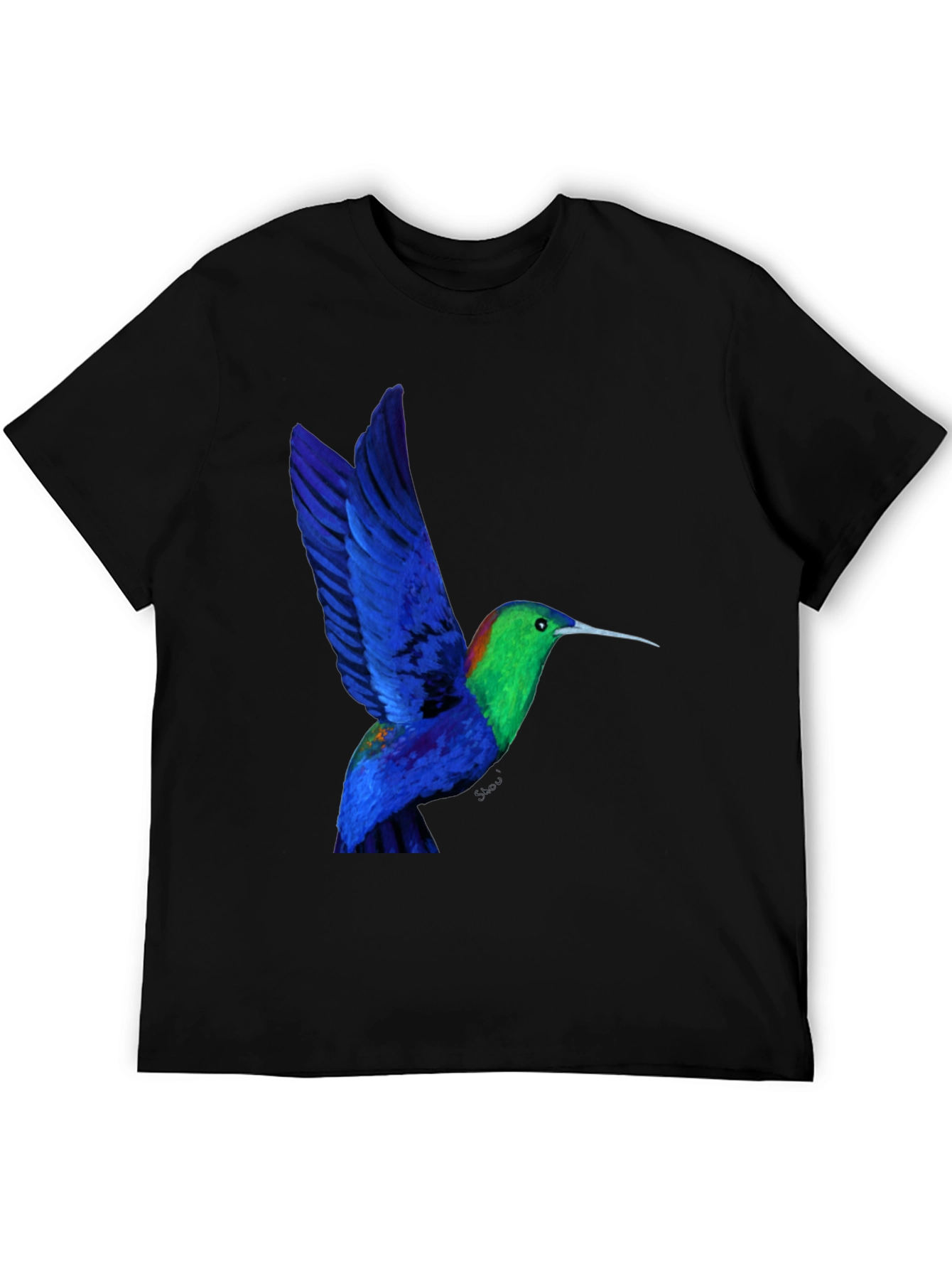 Hummingbird Graphic Tee - Black Cotton Blend