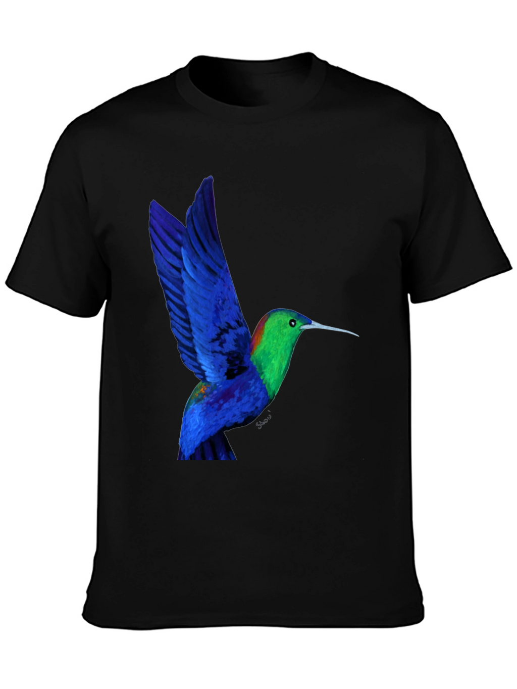 Hummingbird Graphic Tee - Black Cotton Blend