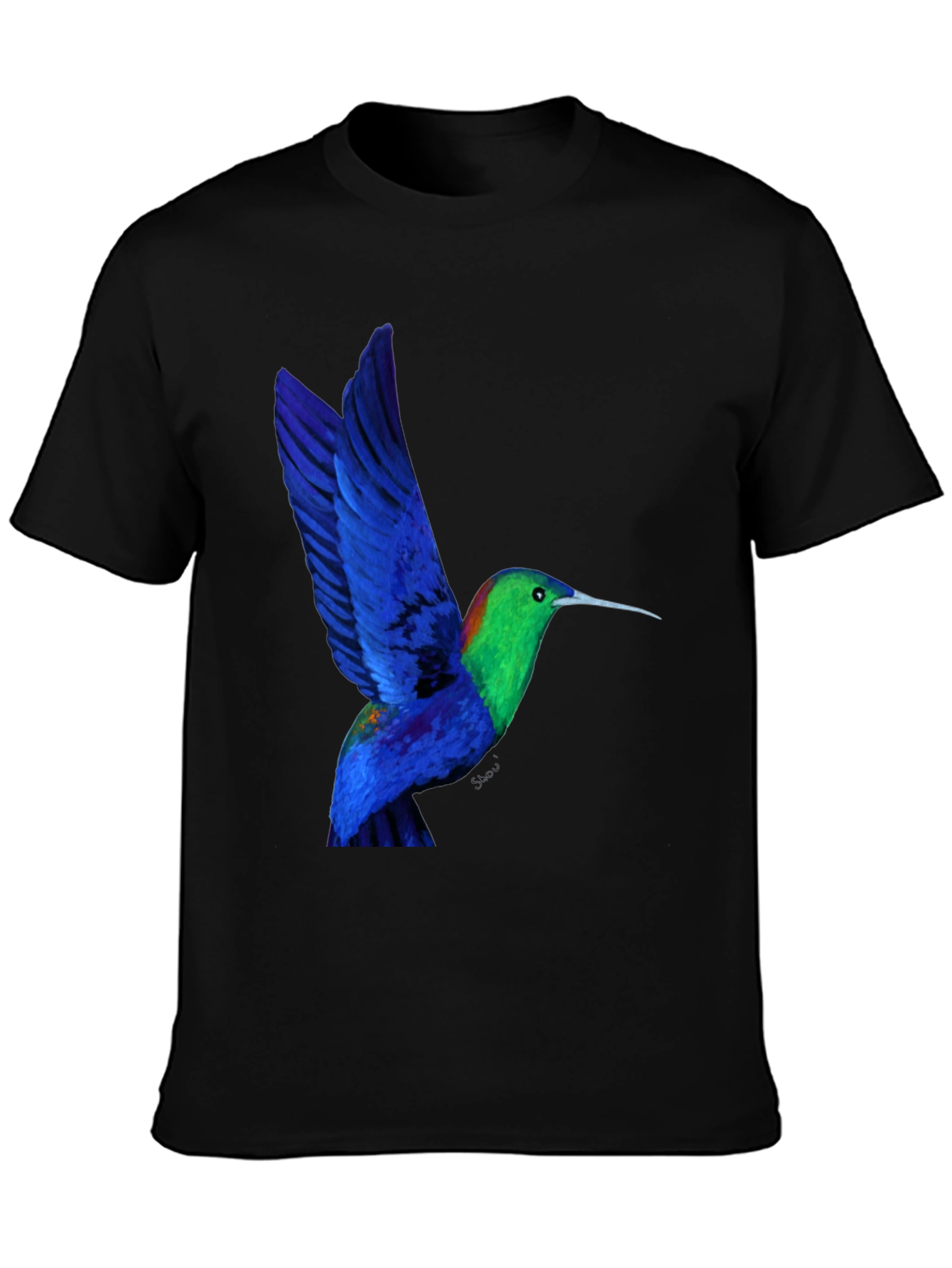 Hummingbird Graphic Tee - Black Cotton Blend