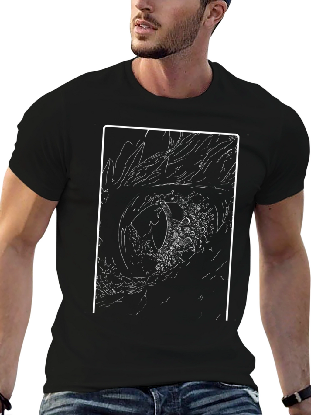 Dragon Eye Graphic Tee - Black Cotton T-Shirt