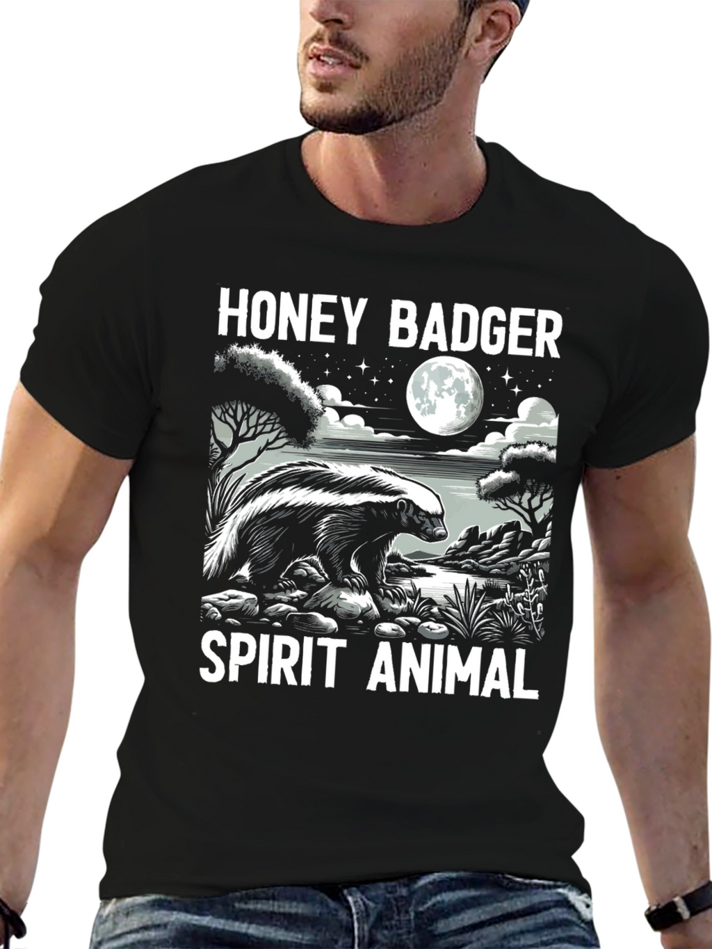 Honey Badger Spirit Animal Graphic T-Shirt