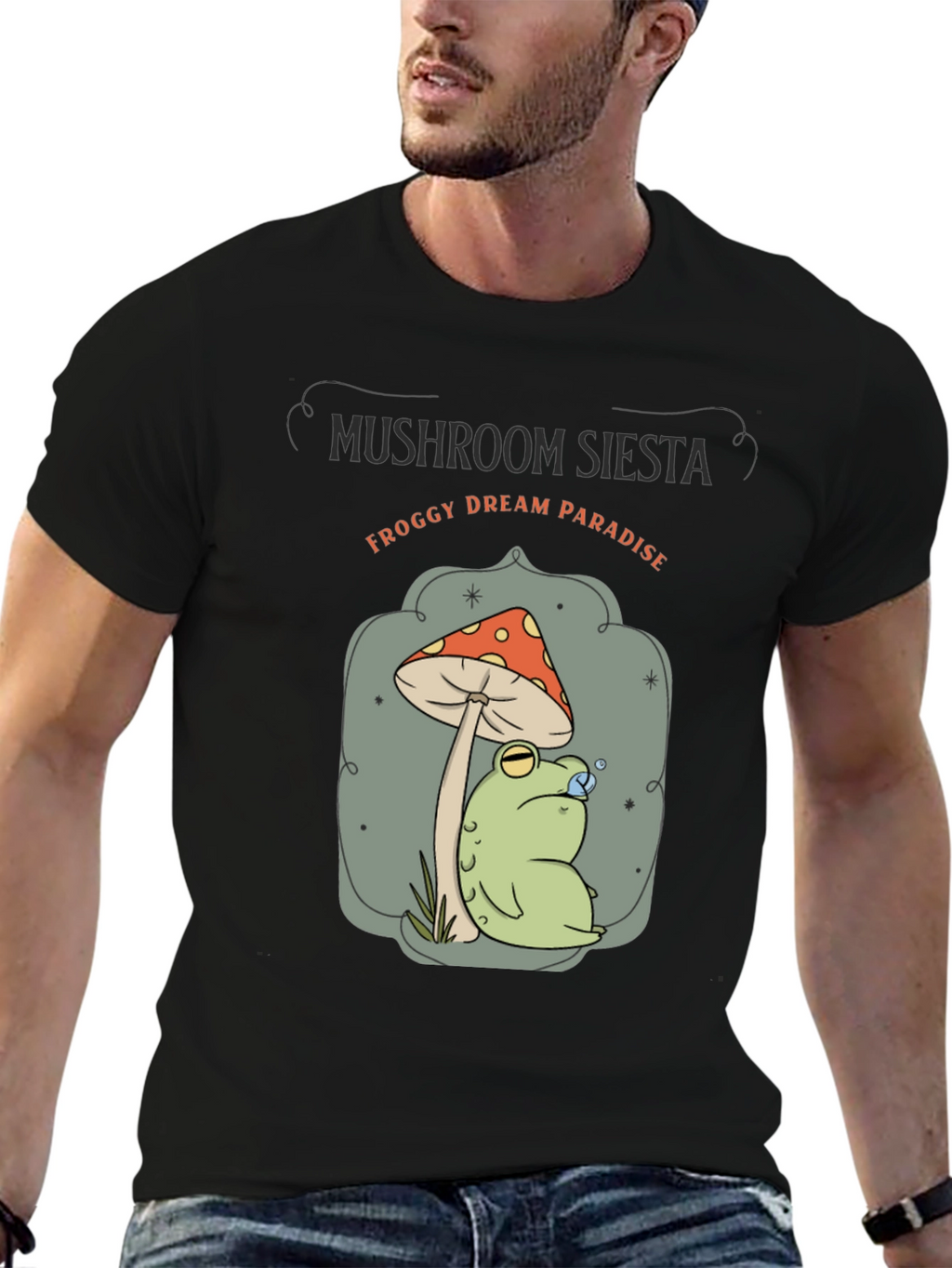Mushroom Siesta Froggy Dream Paradise Graphic Tee