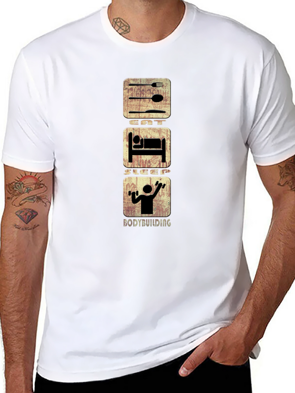 Eat Sleep Bodybuilding Graphic Tee - Black
