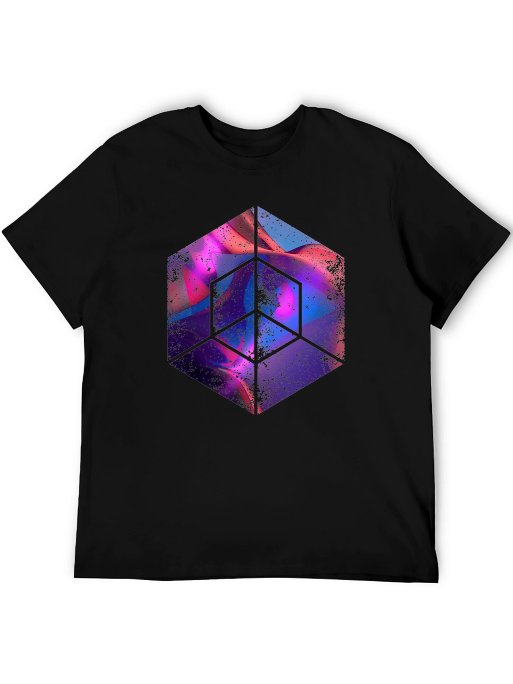 Abstract Cube Graphic Tee - Mens Black T-Shirt