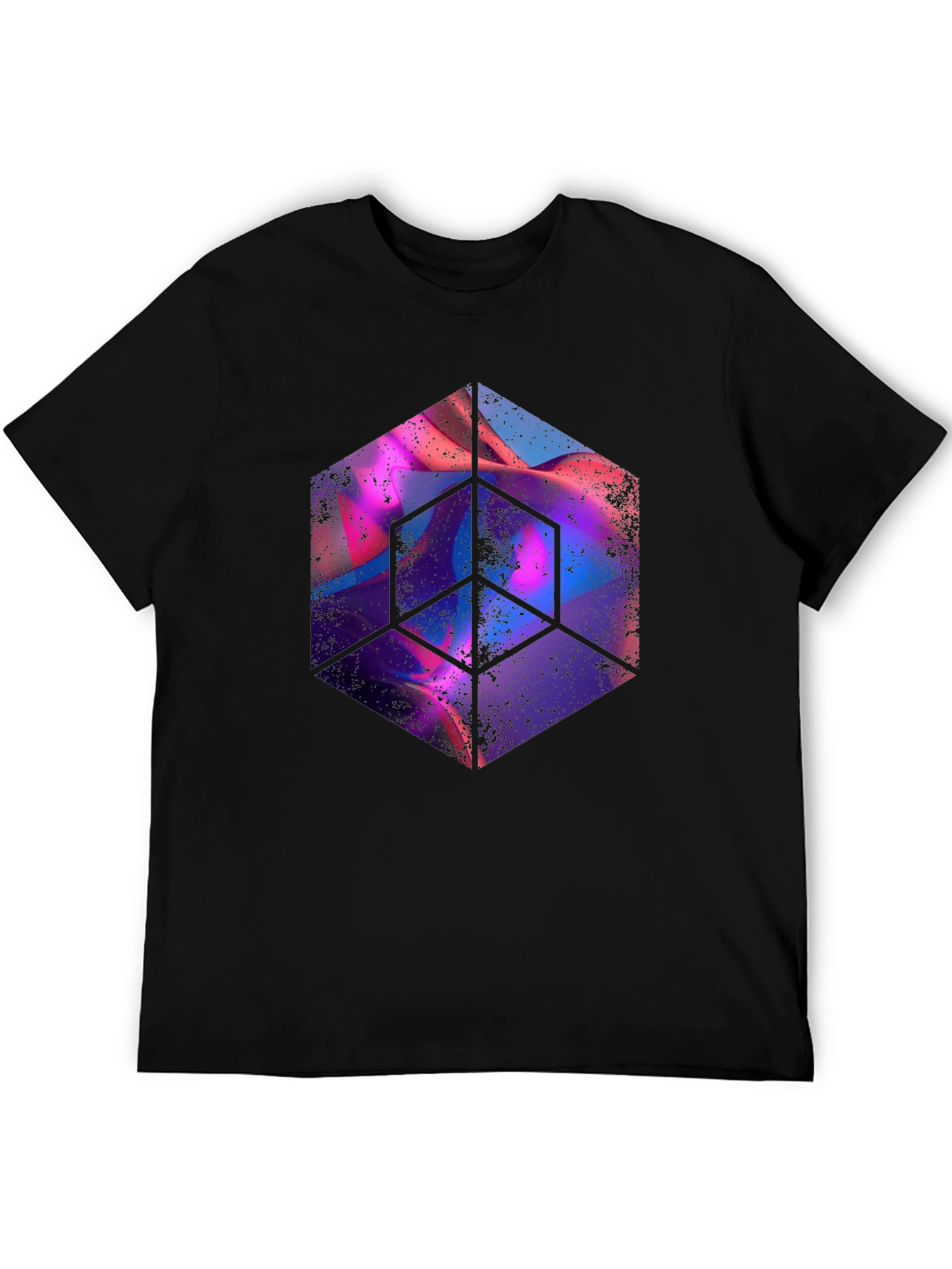 Abstract Cube Graphic Tee - Mens Black T-Shirt