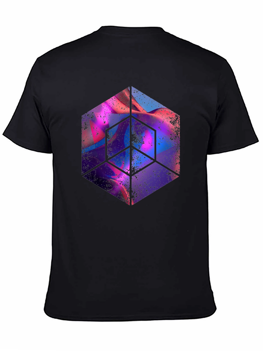 Abstract Cube Graphic Tee - Mens Black T-Shirt