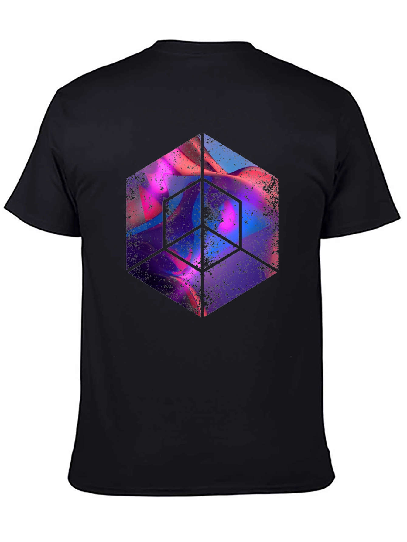 Abstract Cube Graphic Tee - Mens Black T-Shirt