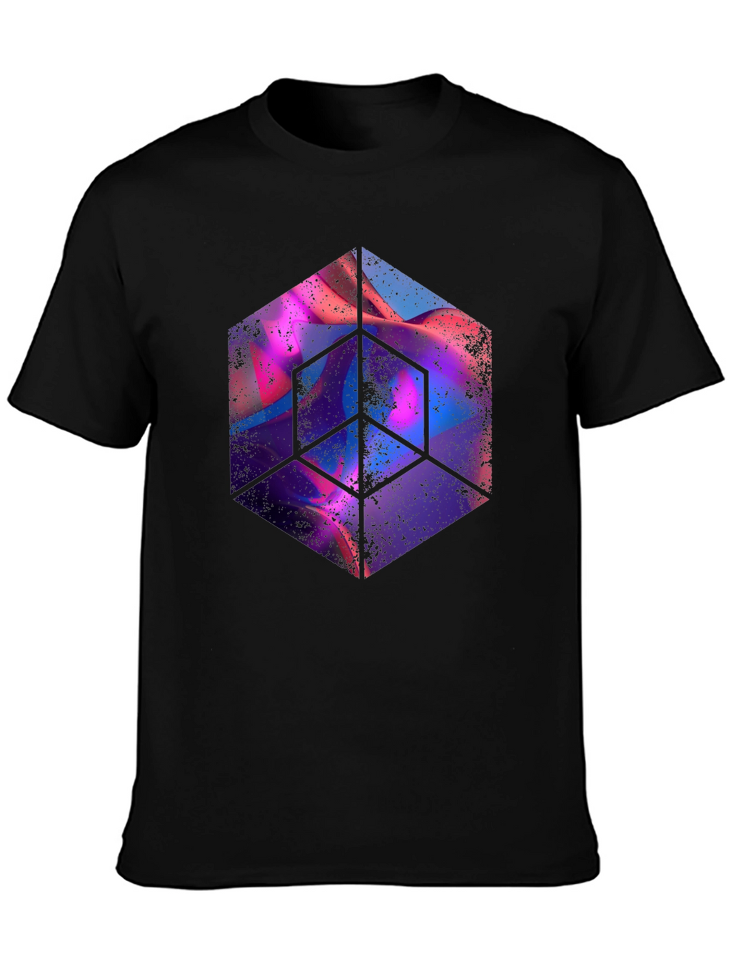 Abstract Cube Graphic Tee - Mens Black T-Shirt