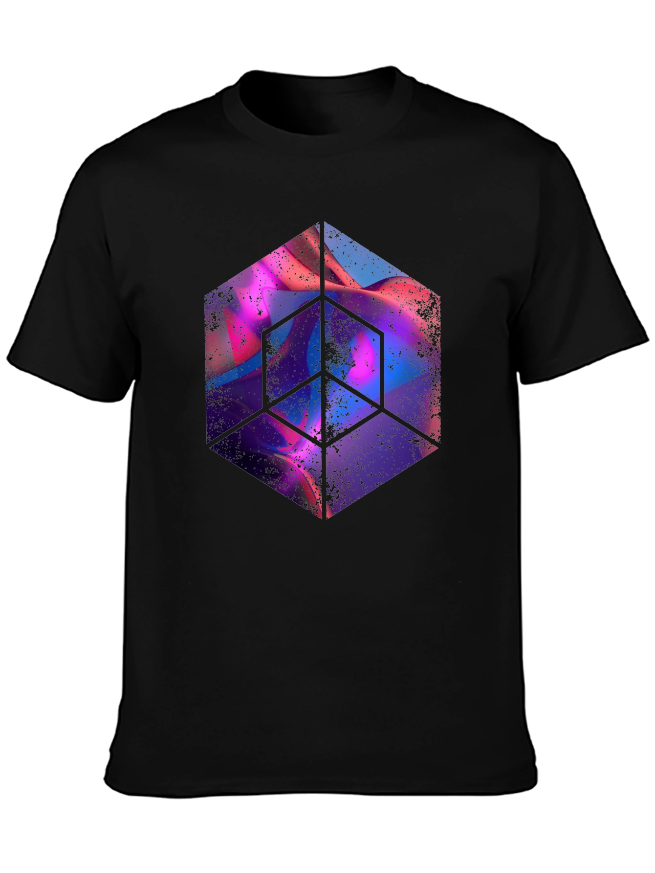 Abstract Cube Graphic Tee - Mens Black T-Shirt