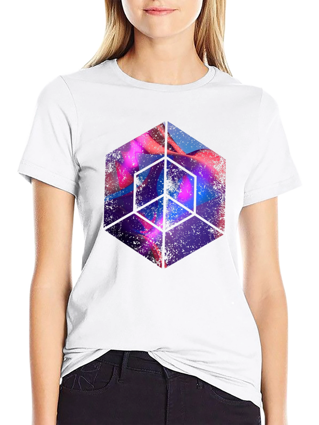 Abstract Cube Graphic Tee - Mens Black T-Shirt
