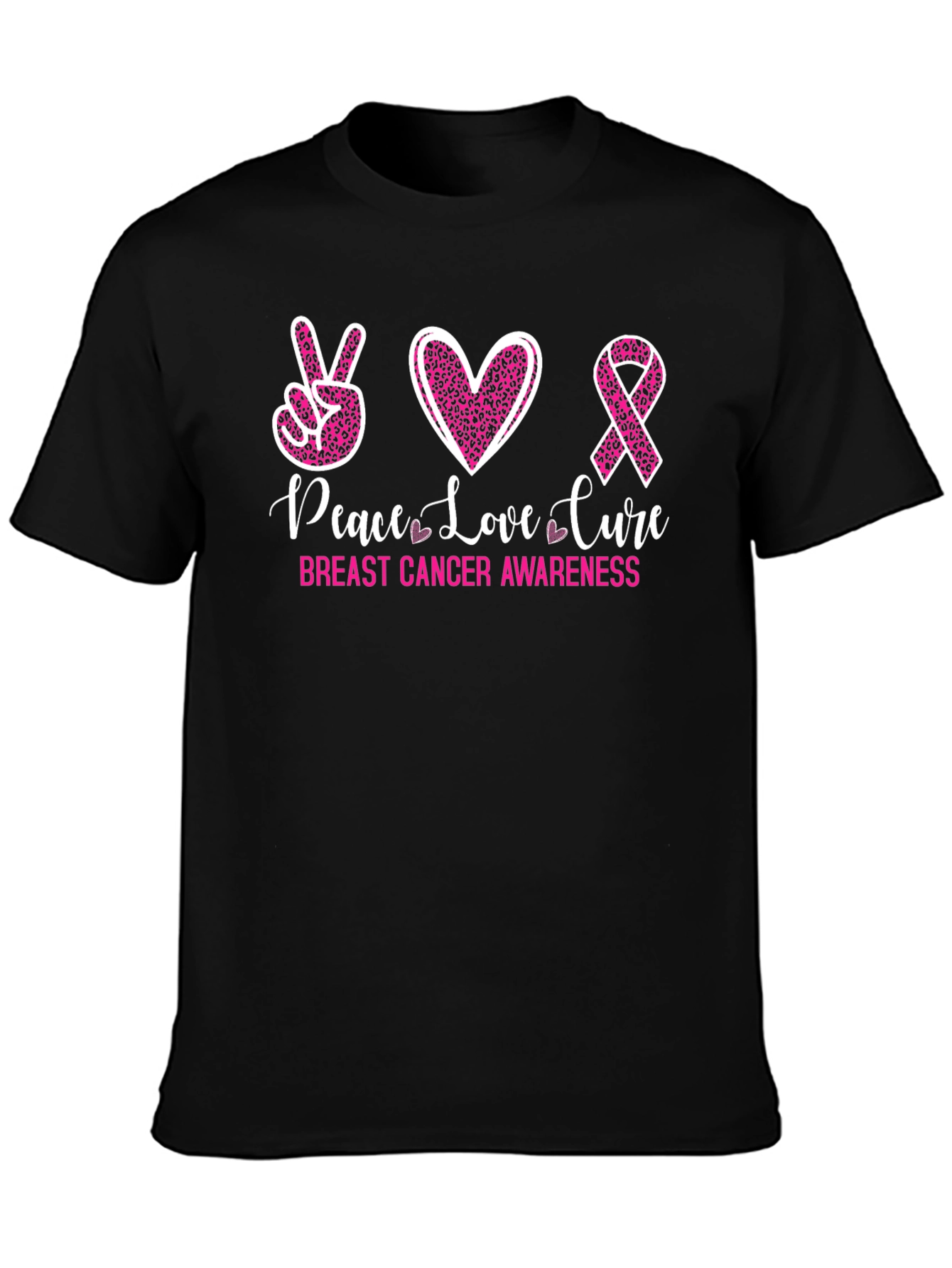 Peace Love Cure Breast Cancer Awareness Tee