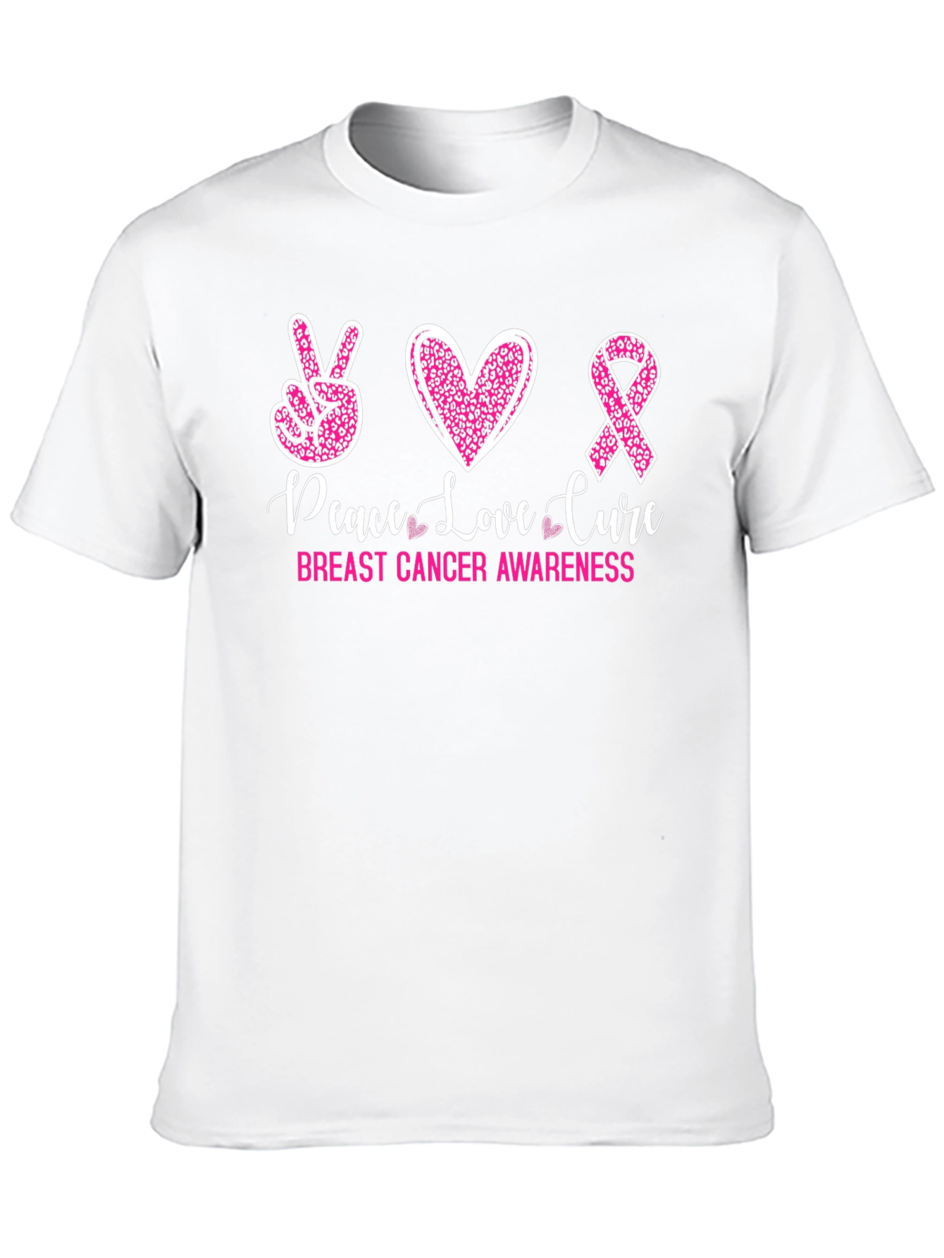 Peace Love Cure Breast Cancer Awareness Tee