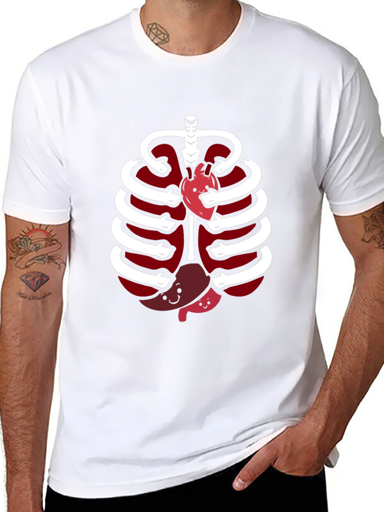 Funny Anatomy Rib Cage Heart Stomach T-Shirt