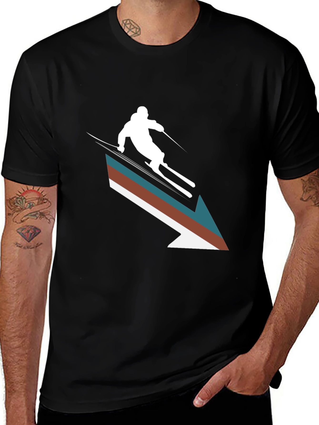 Retro Ski Arrow T-Shirt - Stylish Winter Apparel