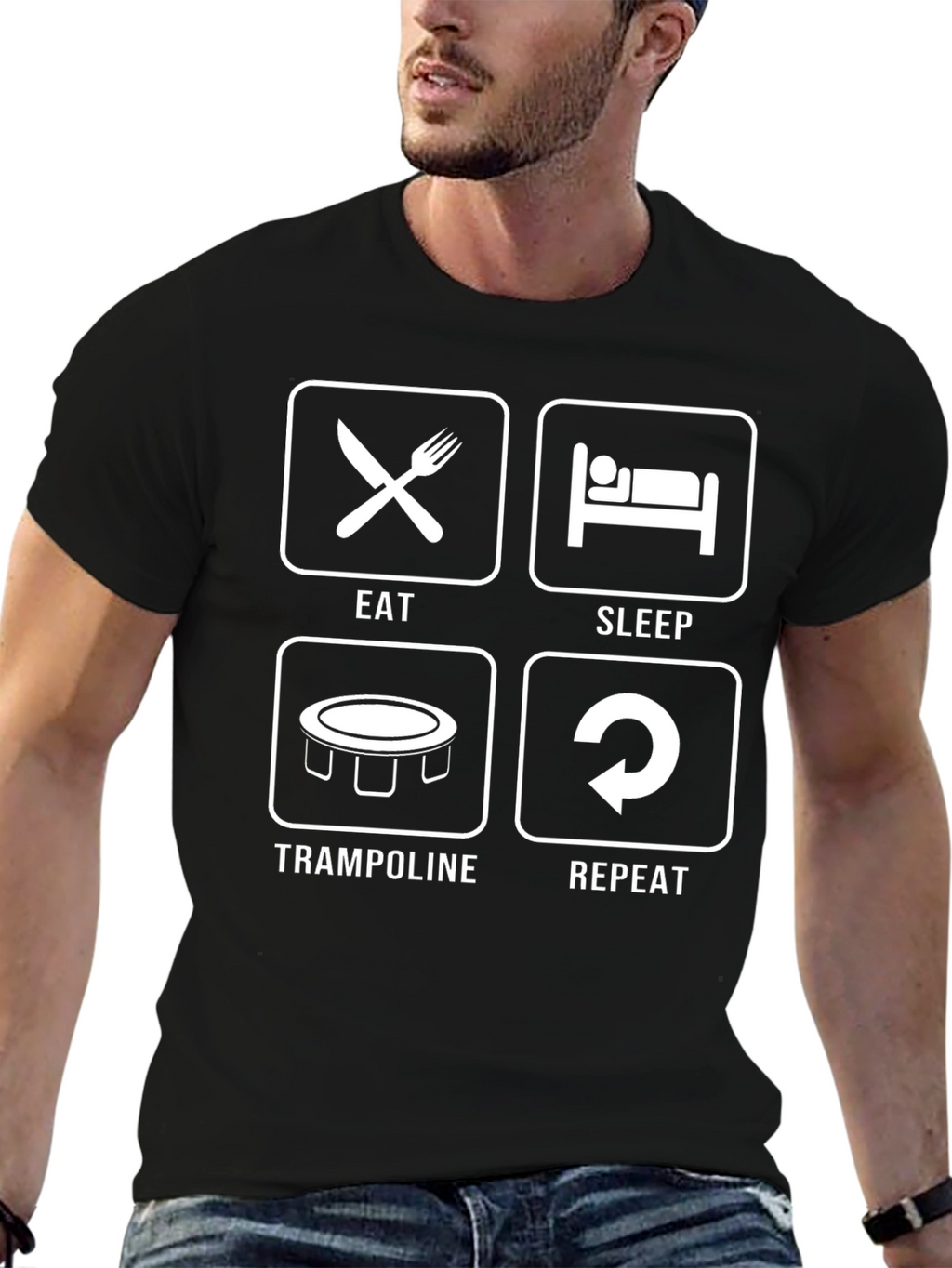 Eat Sleep Trampoline Repeat Graphic T-Shirt