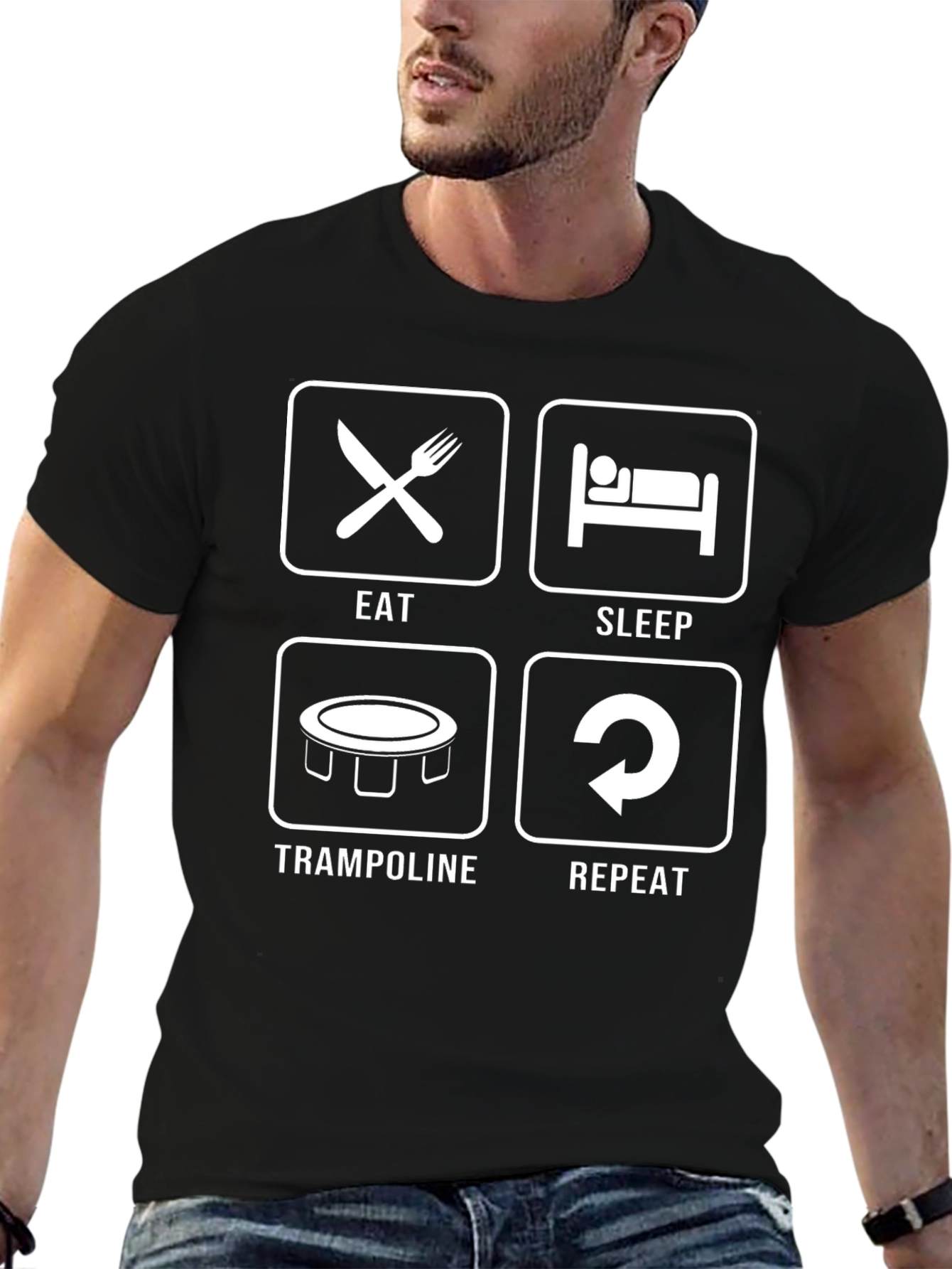 Eat Sleep Trampoline Repeat Graphic T-Shirt