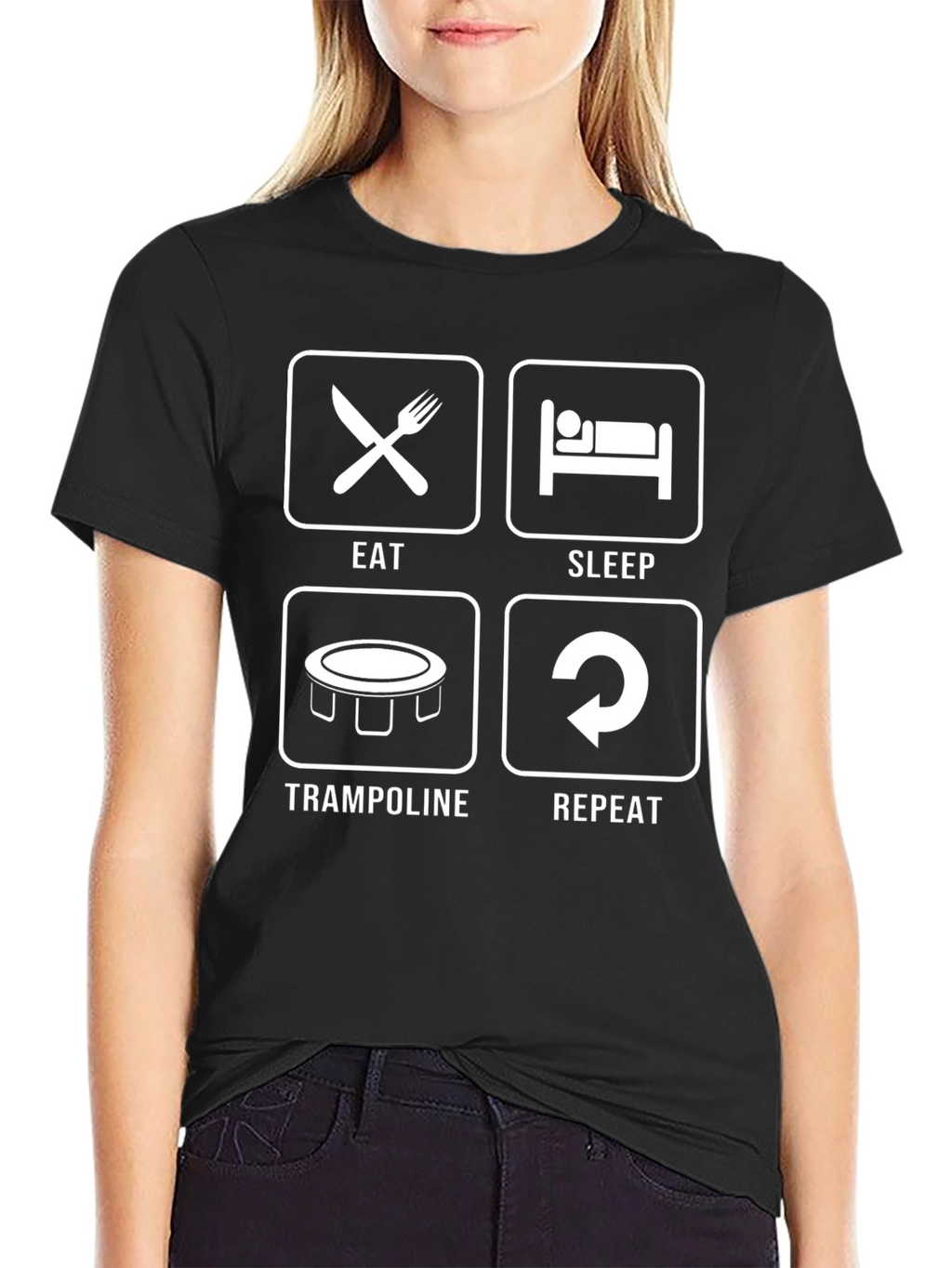 Eat Sleep Trampoline Repeat Graphic T-Shirt