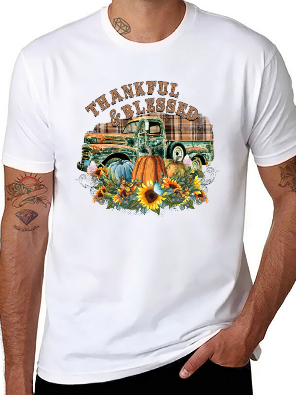 Thankful & Blessed Truck Graphic T-Shirt