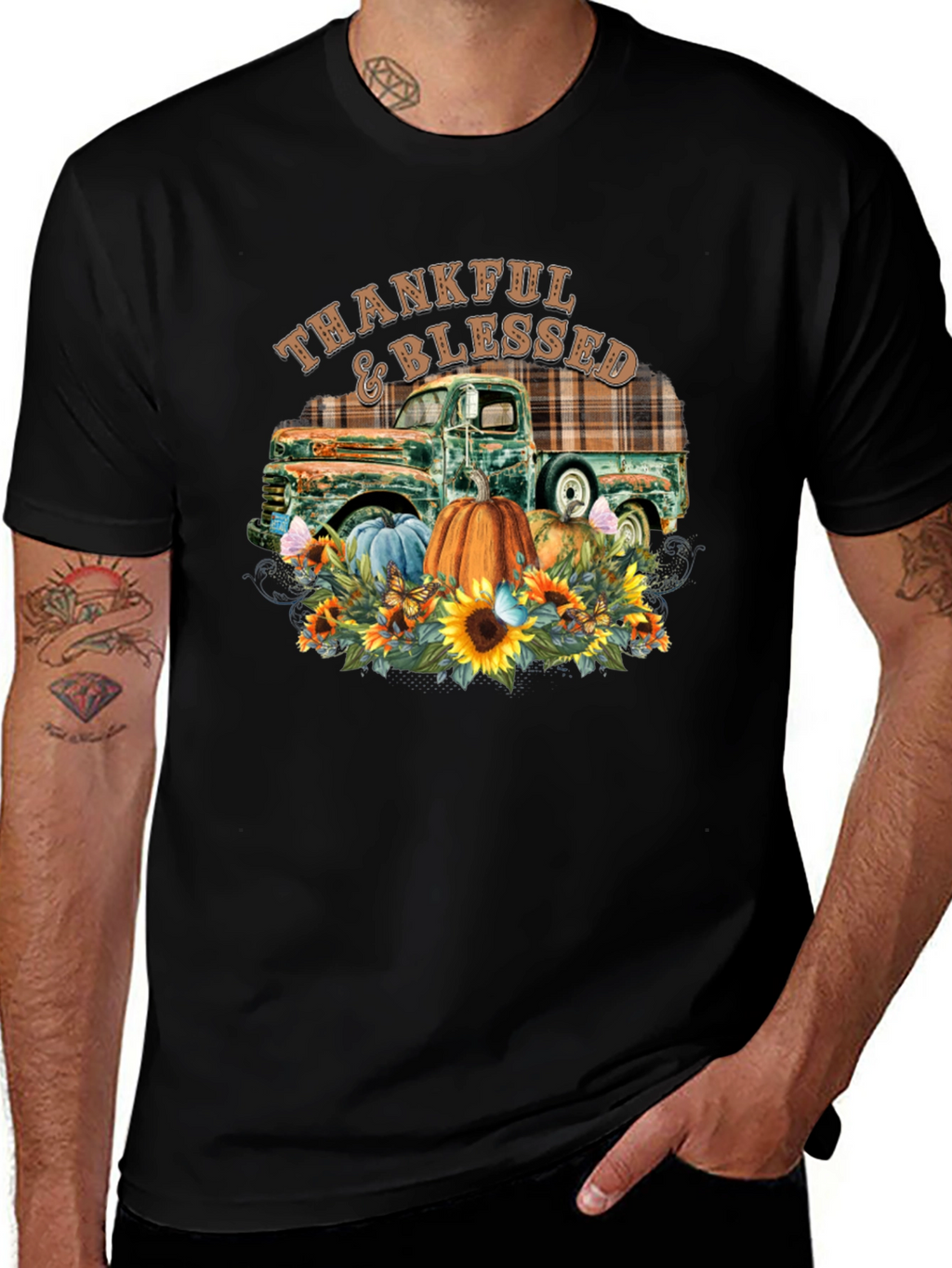 Thankful & Blessed Truck Graphic T-Shirt