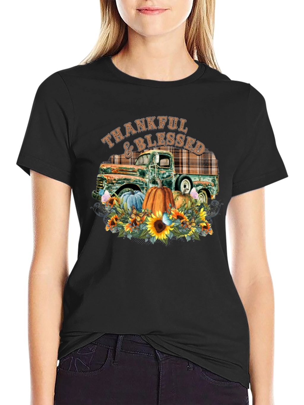 Thankful & Blessed Truck Graphic T-Shirt