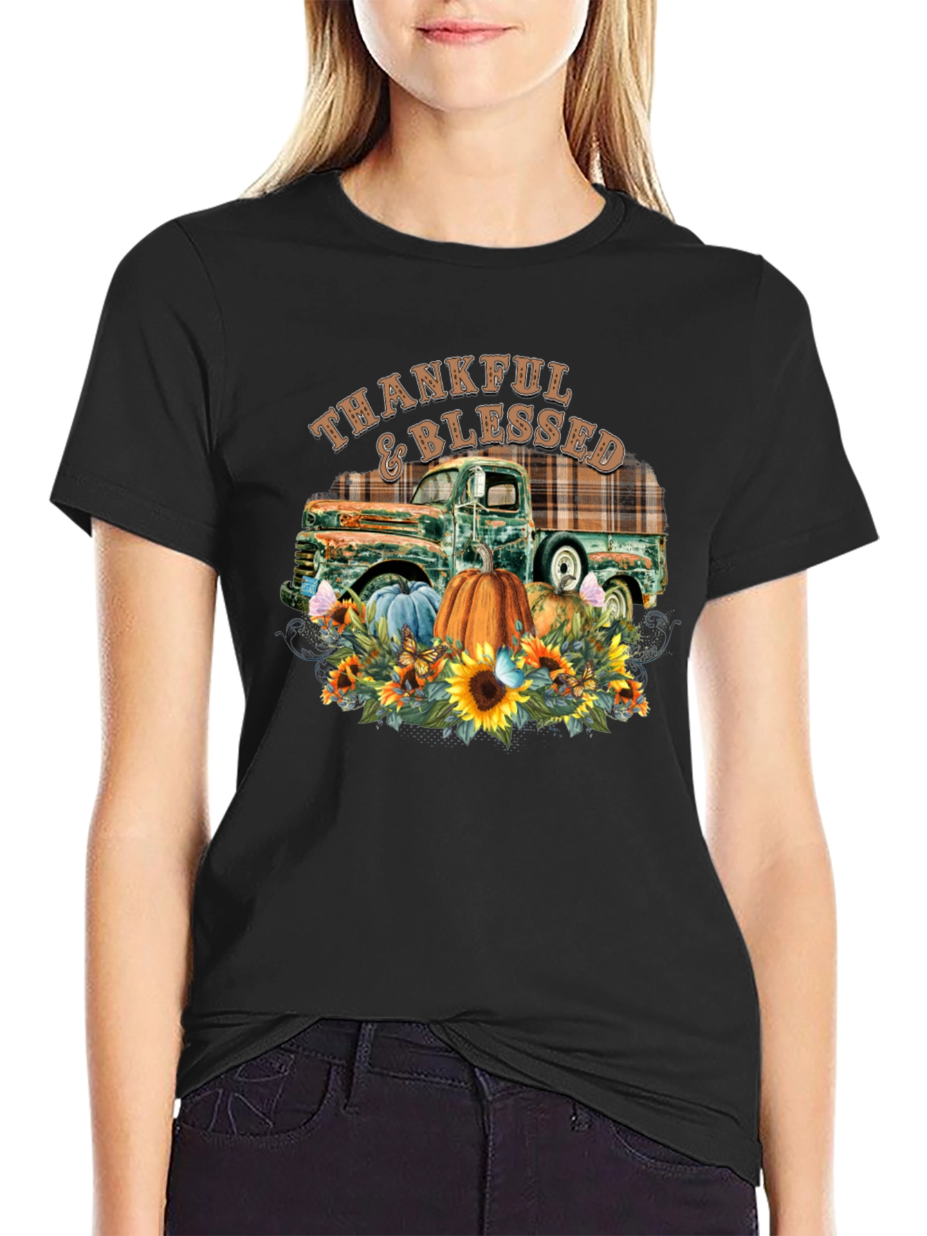 Thankful & Blessed Truck Graphic T-Shirt