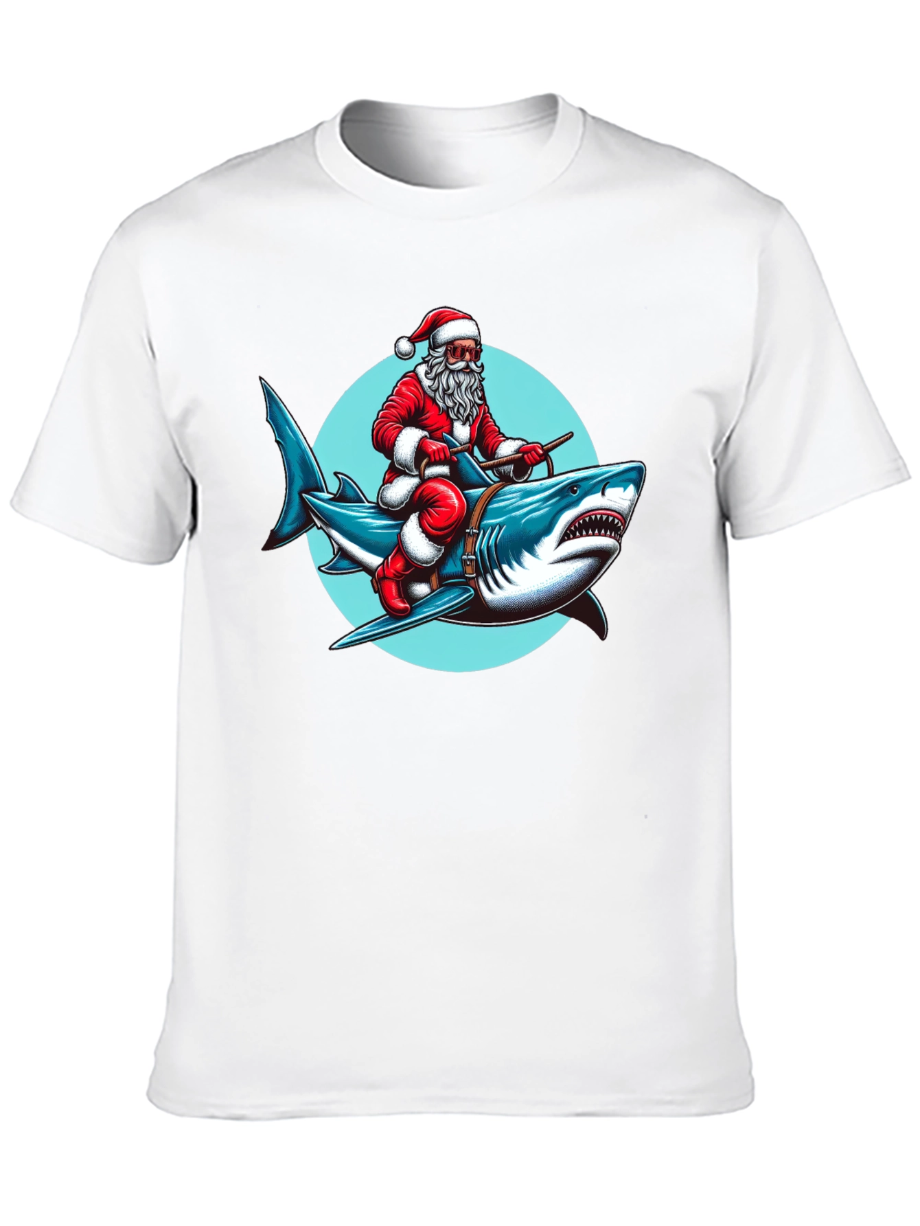 Santa Riding Shark Graphic Tee