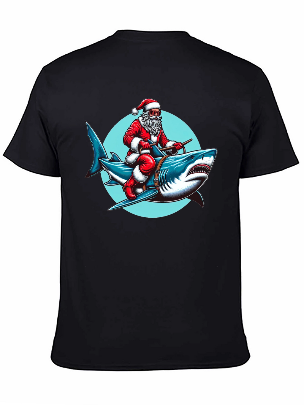 Santa Riding Shark Graphic Tee