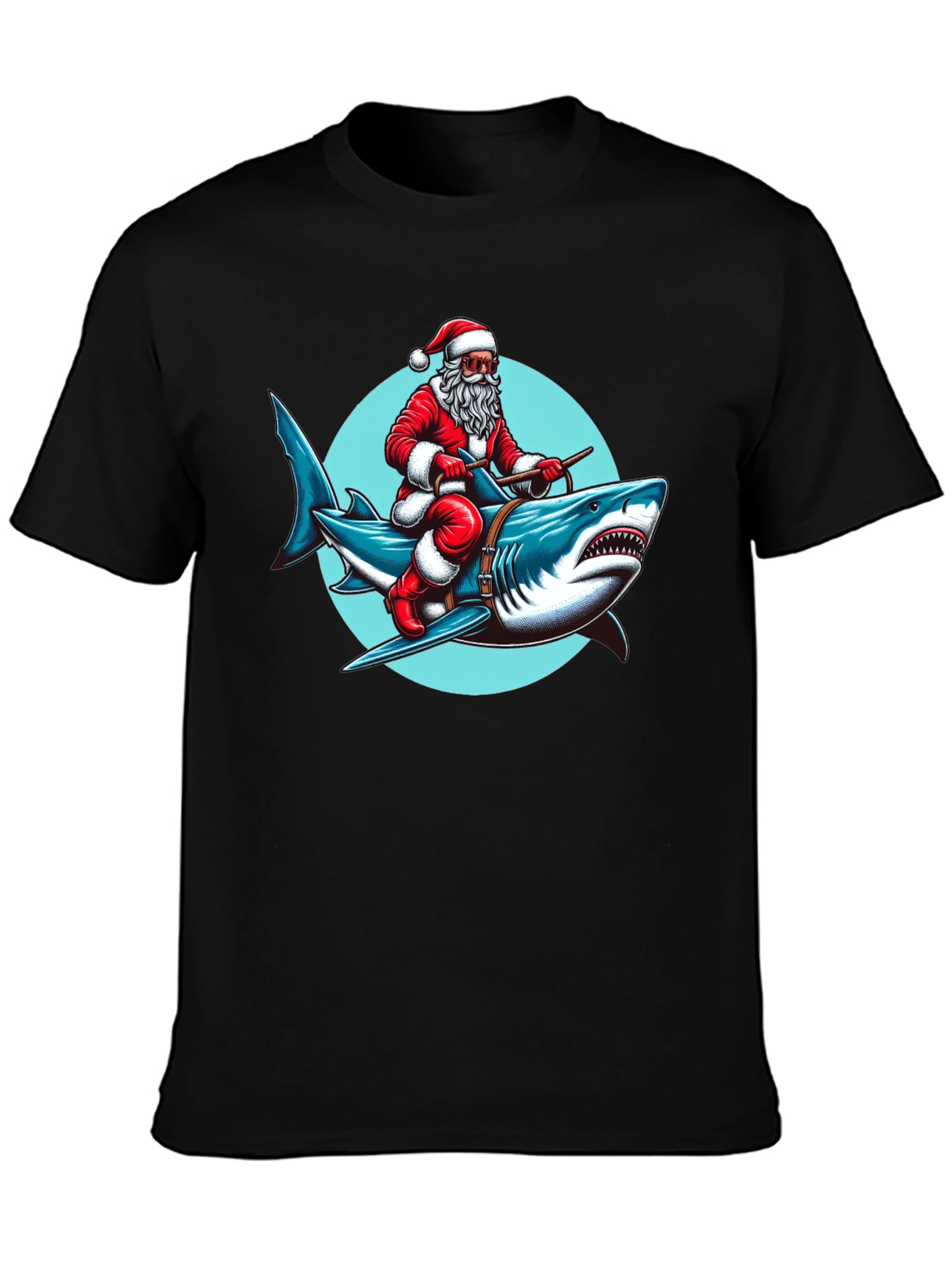 Santa Riding Shark Graphic Tee