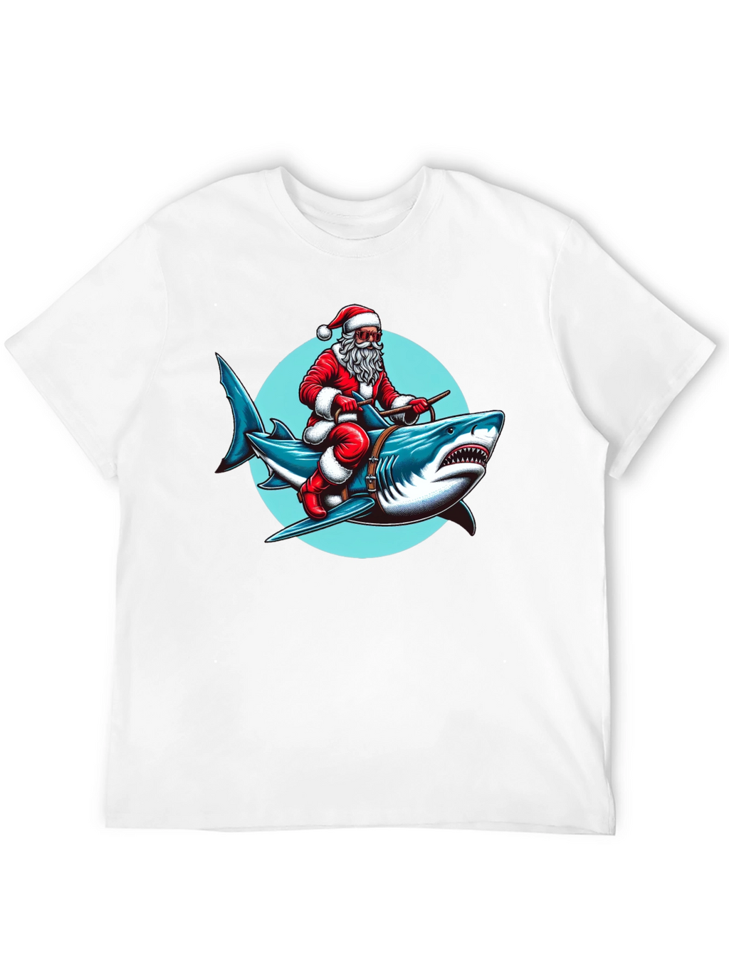 Santa Riding Shark Graphic Tee