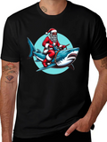 Santa Riding Shark Graphic Tee