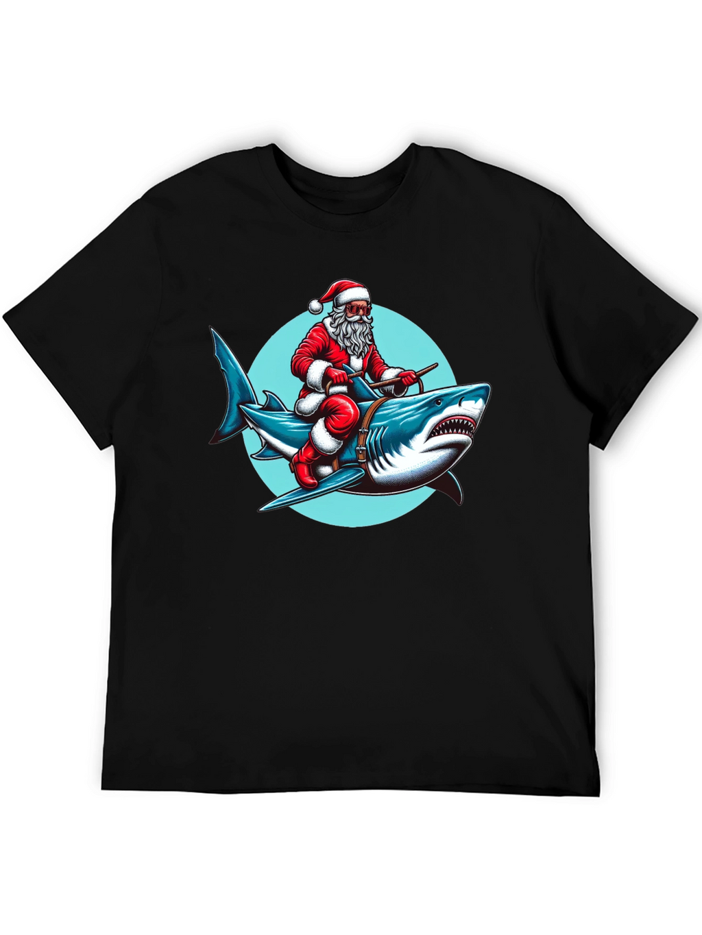 Santa Riding Shark Graphic Tee