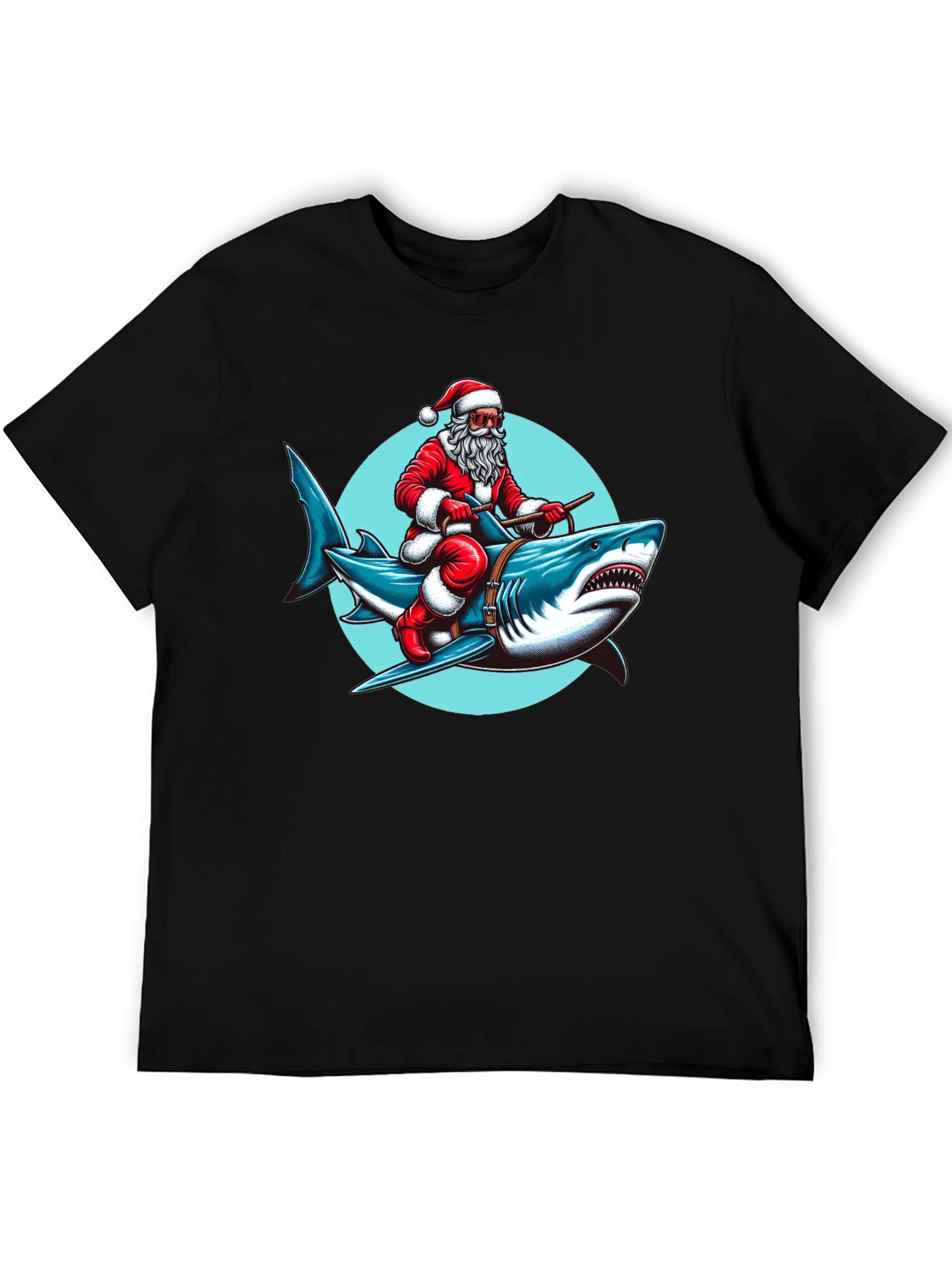 Santa Riding Shark Graphic Tee