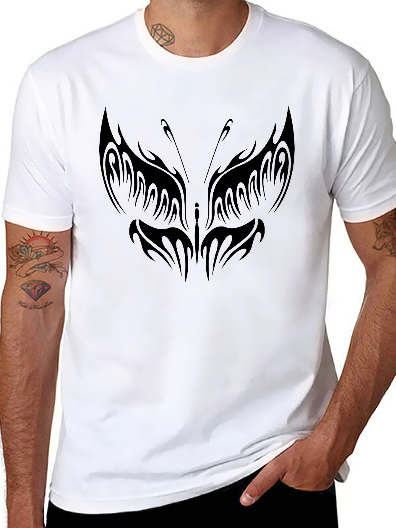 Butterfly Tattoo Graphic Black T-Shirt