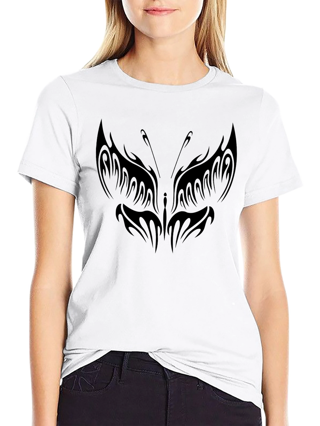 Butterfly Tattoo Graphic Black T-Shirt