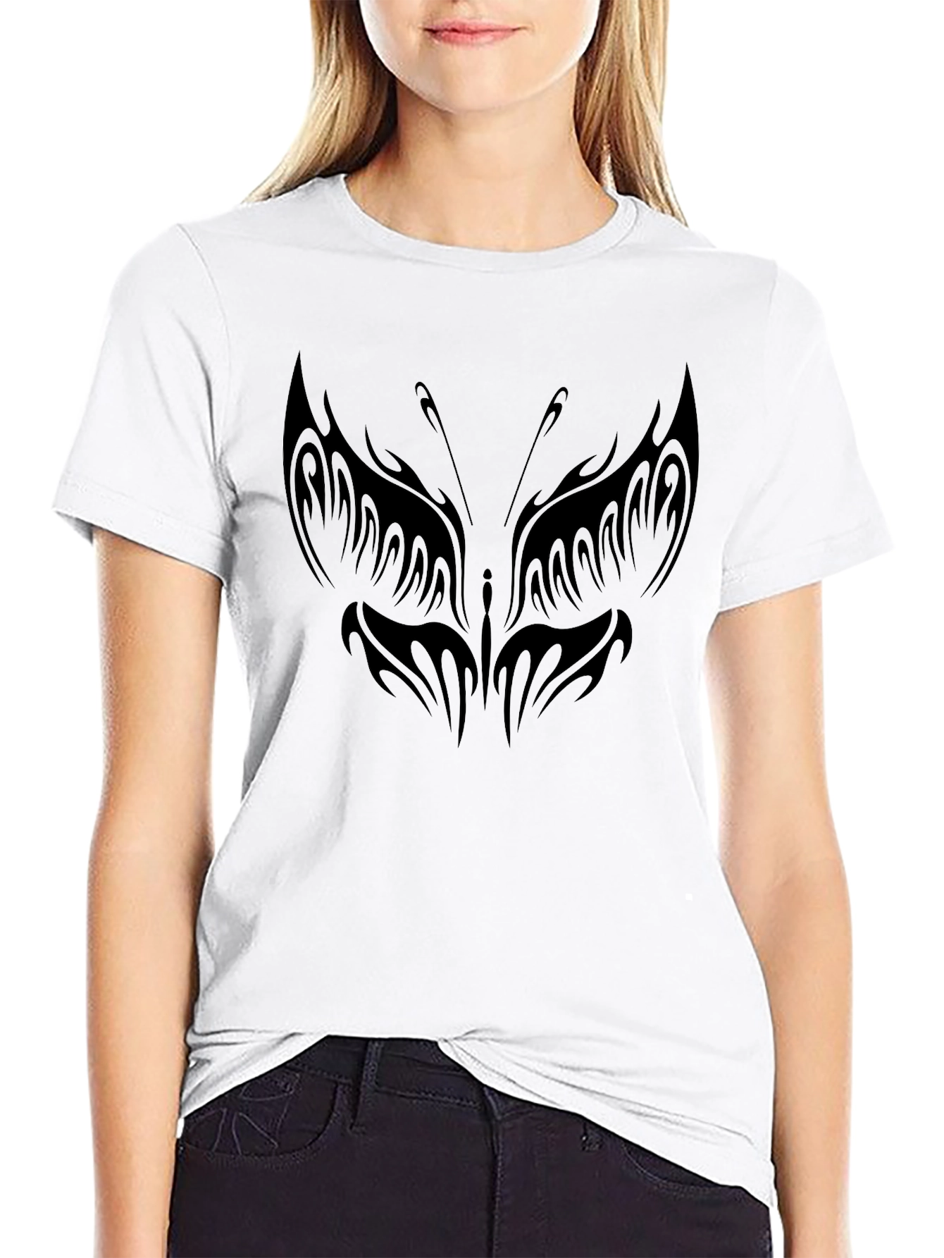 Butterfly Tattoo Graphic Black T-Shirt