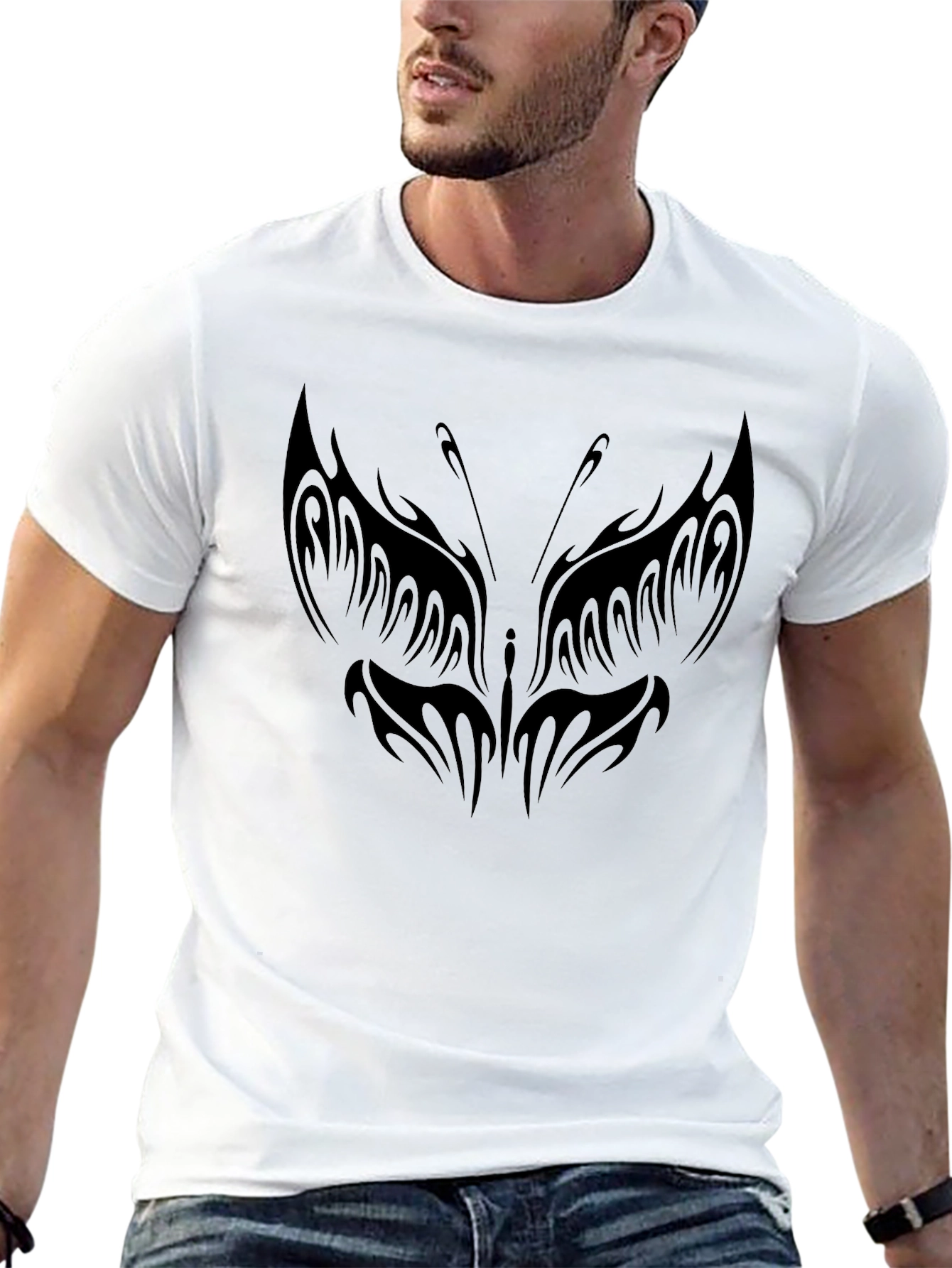 Butterfly Tattoo Graphic Black T-Shirt