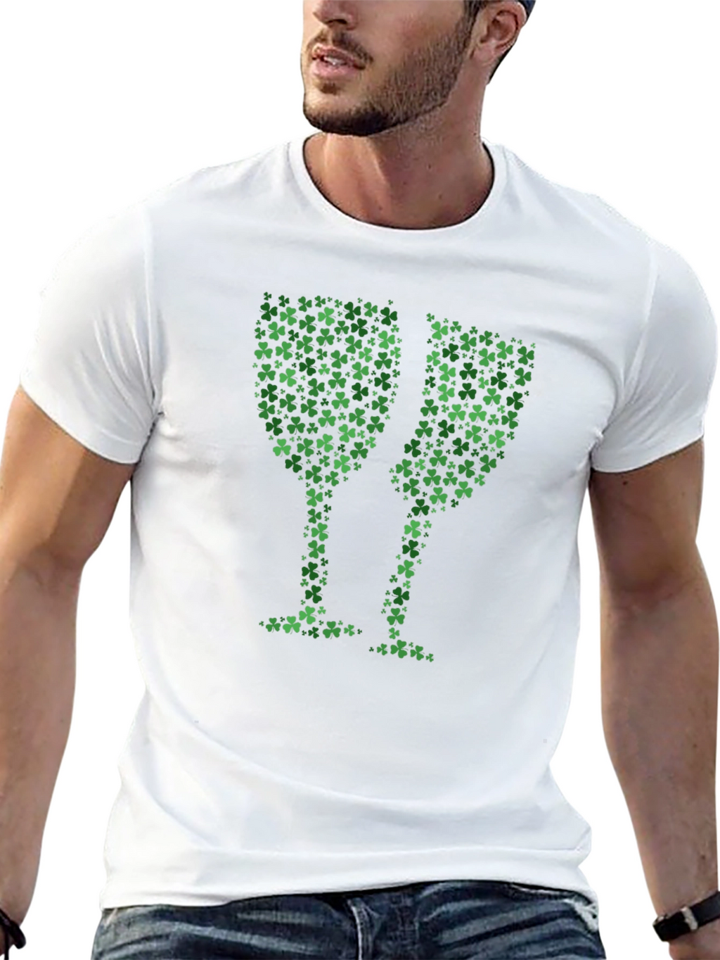 Shamrock Clover Wine Glasses T-Shirt