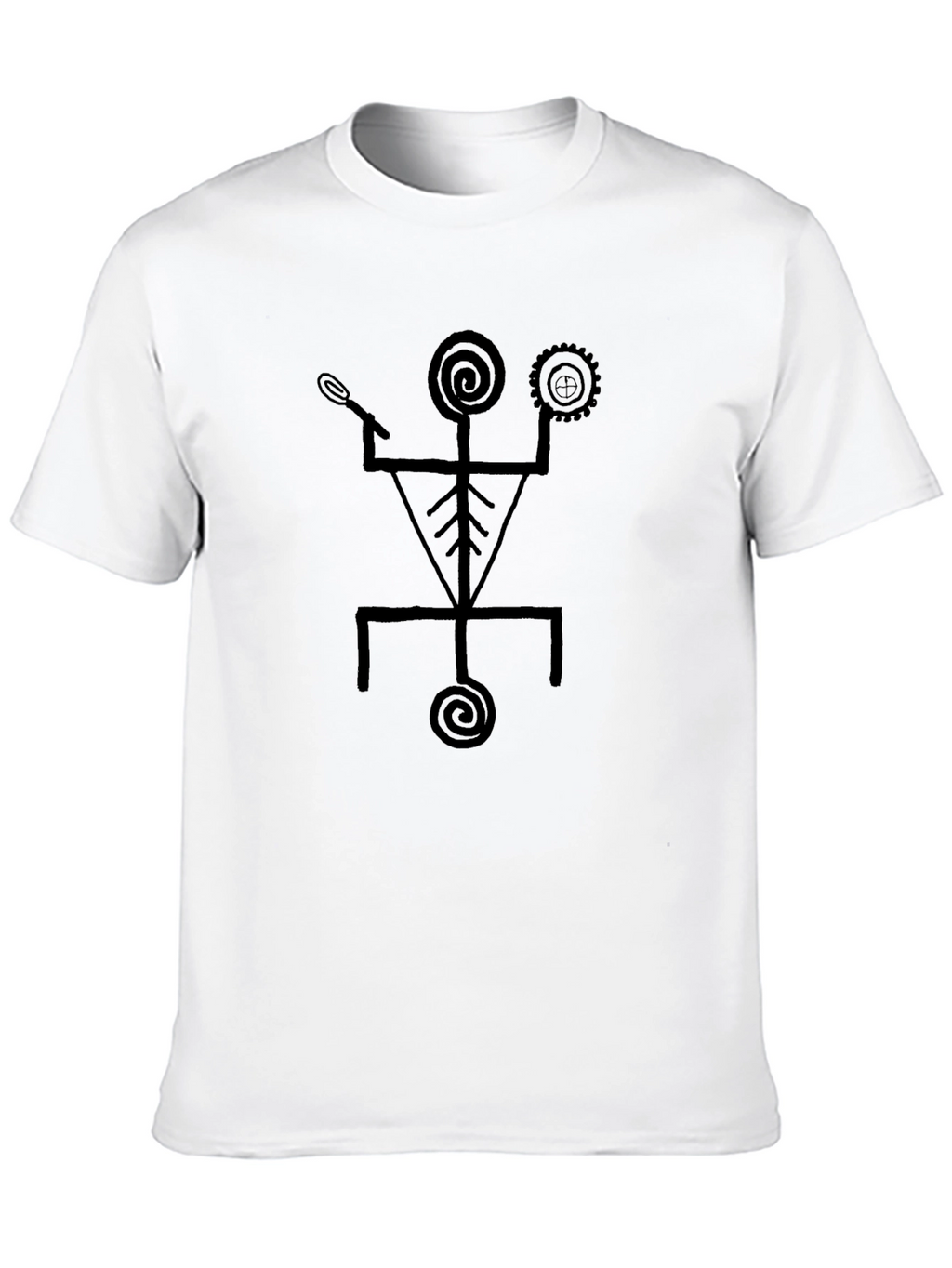 Abstract Tribal Graphic Print Black T-Shirt