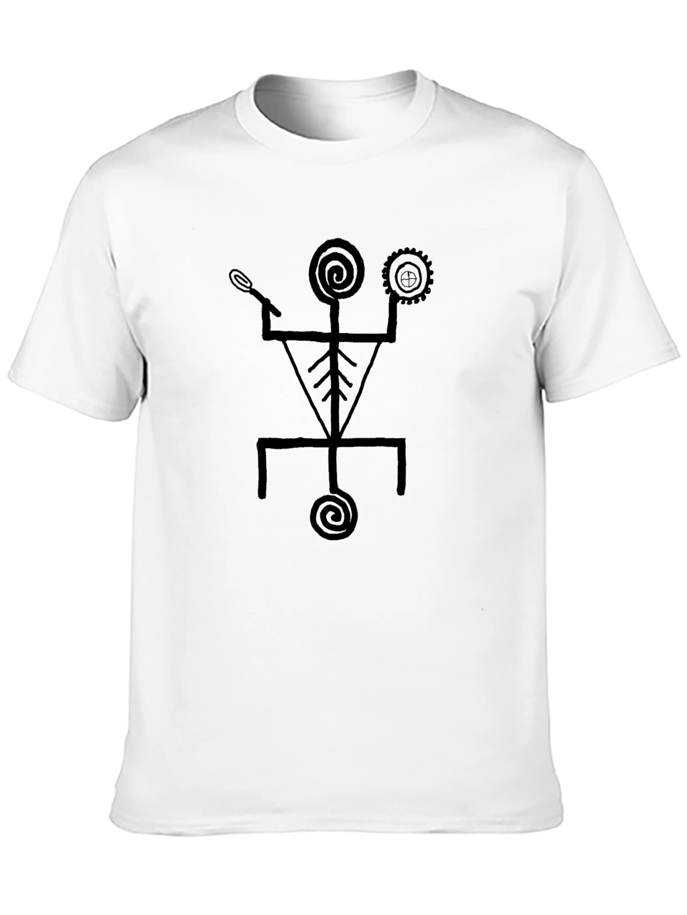 Abstract Tribal Graphic Print Black T-Shirt
