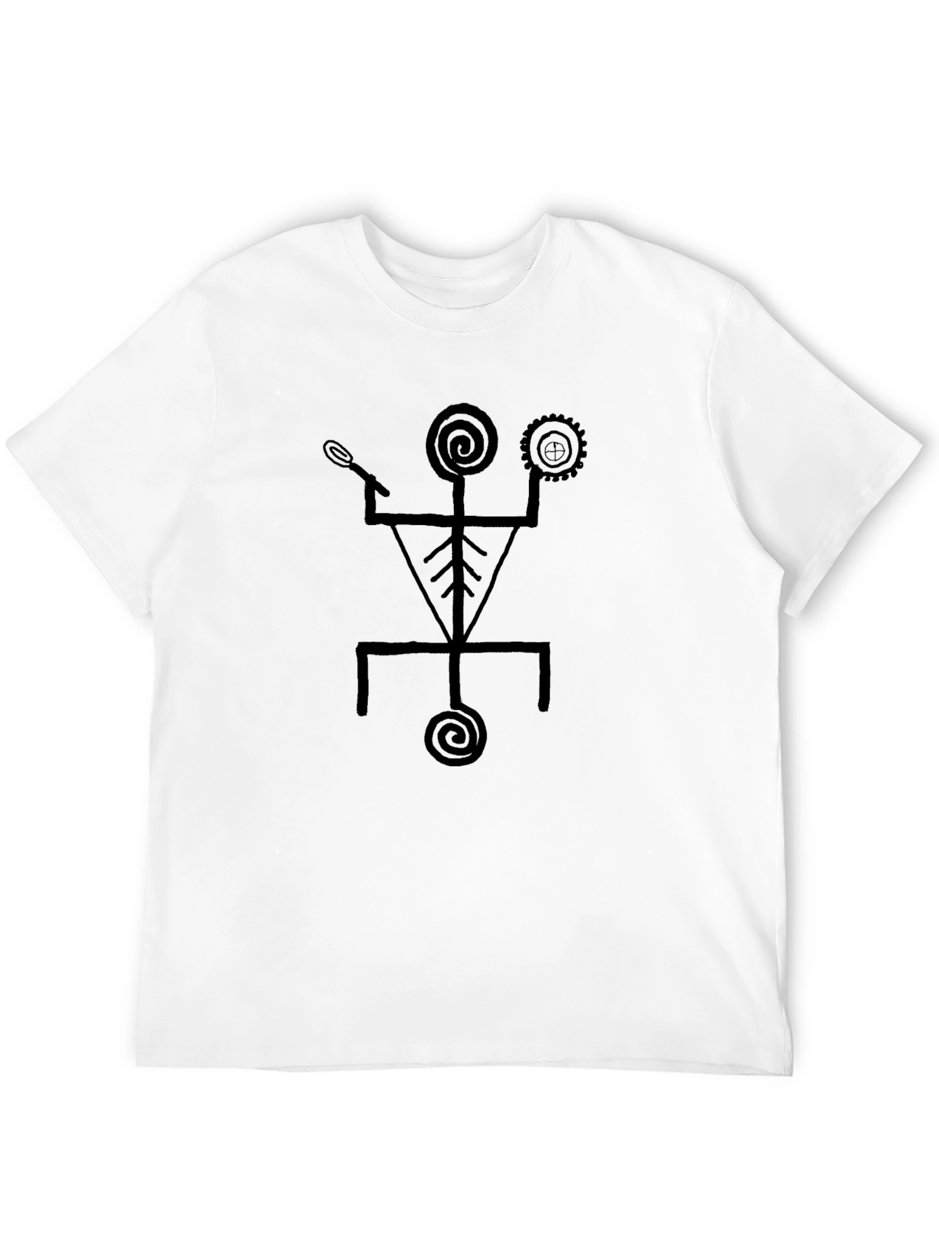 Abstract Tribal Graphic Print Black T-Shirt
