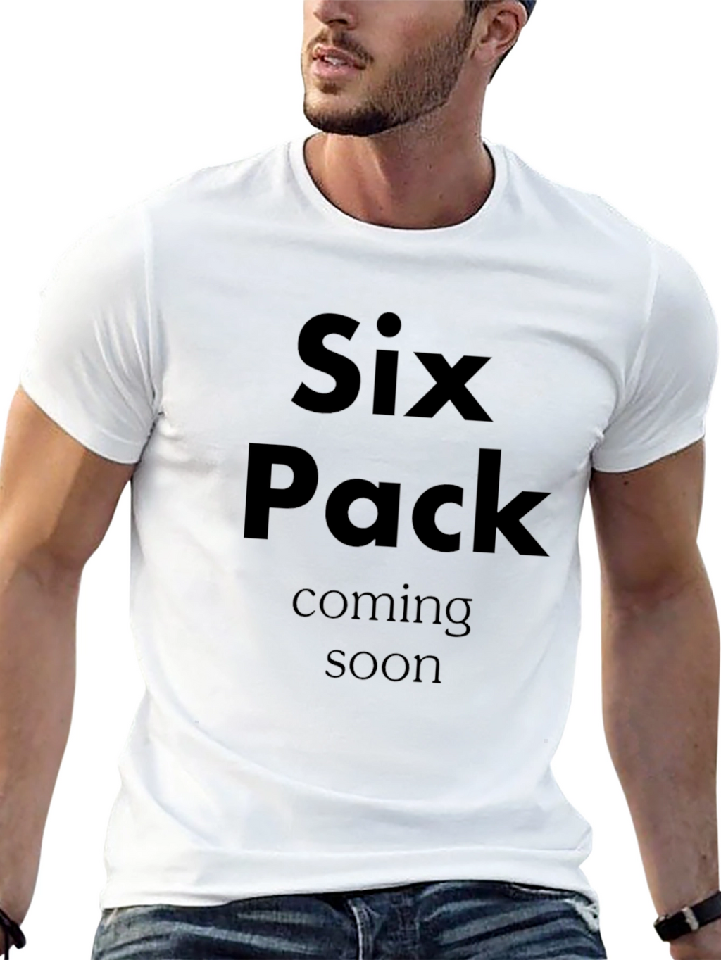Funny Six Pack Coming Soon Black T-Shirt