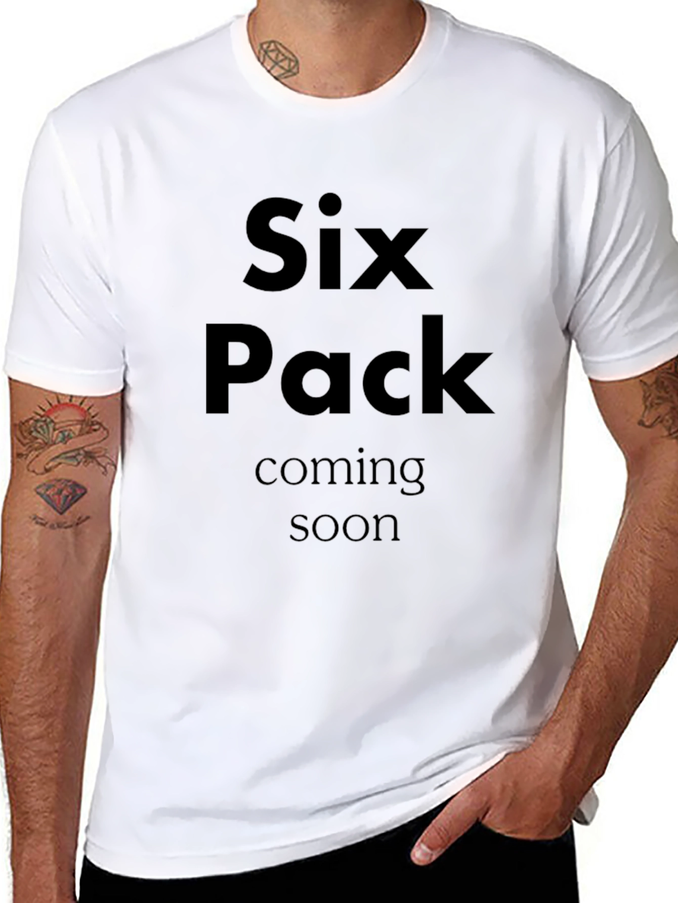 Funny Six Pack Coming Soon Black T-Shirt