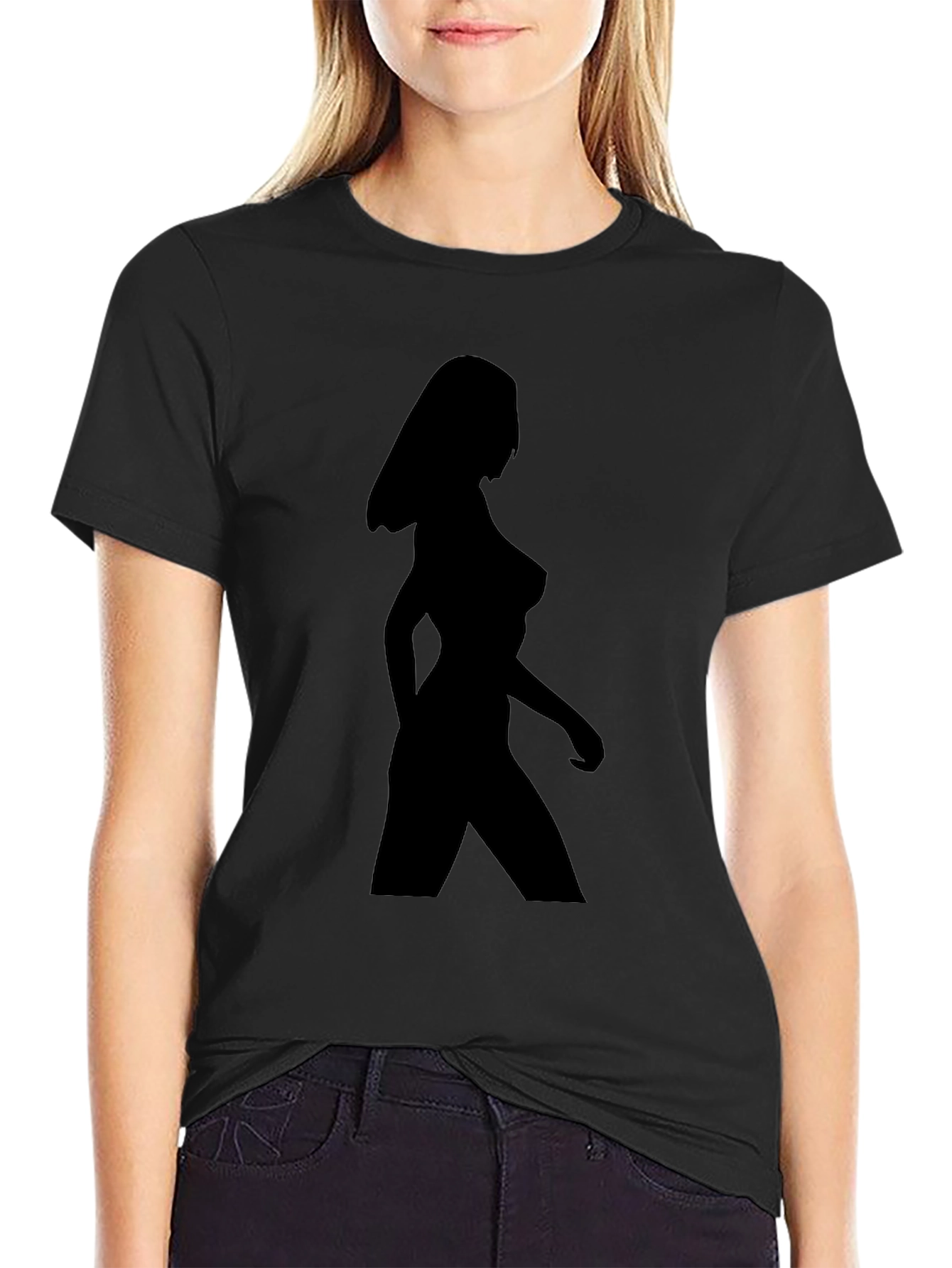 Black Silhouette Woman Graphic Tee