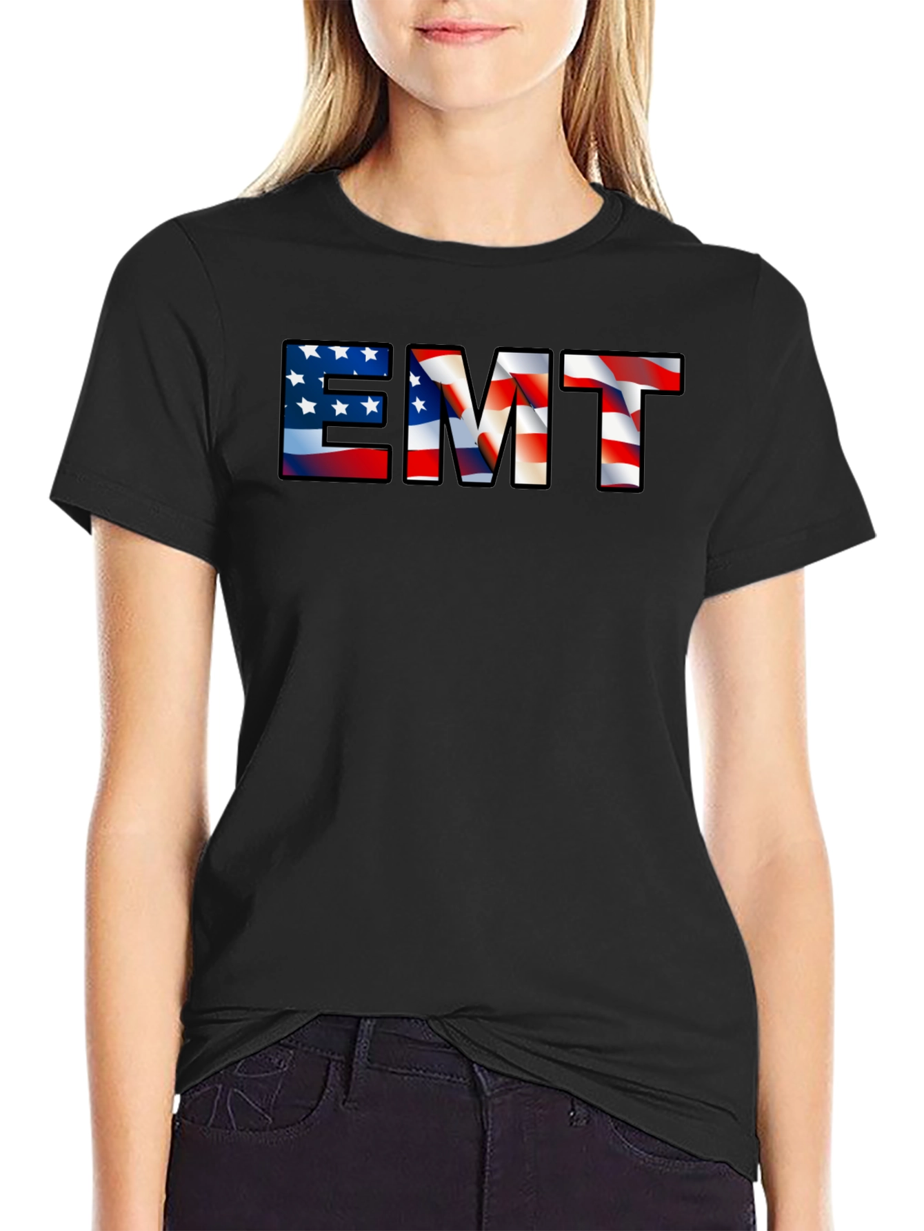 EMT American Flag Graphic T-Shirt - Patriotic Emergency Medical Tech Tee