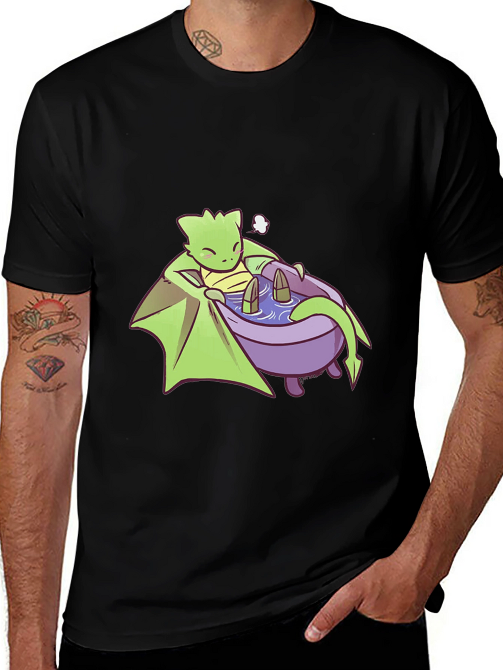 Cute Dragon Relaxing in Bathtub Graphic Tee