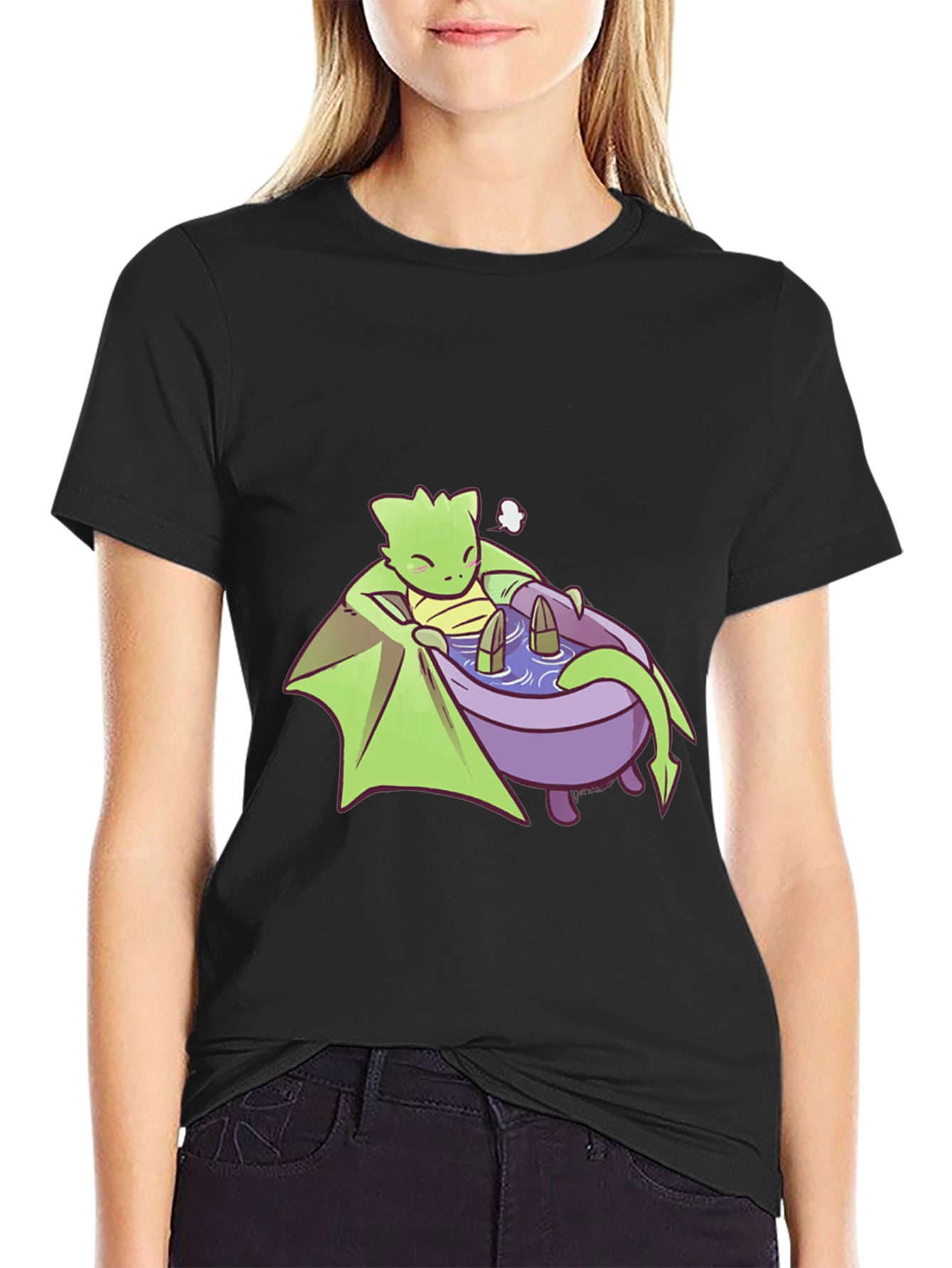 Cute Dragon Relaxing in Bathtub Graphic Tee